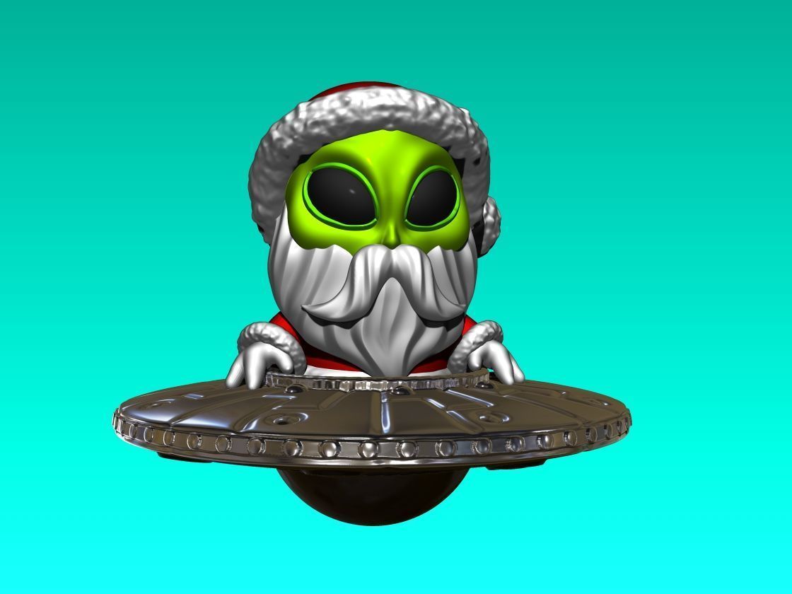 Alien Santa - STL printing Keychain 3D print model_0