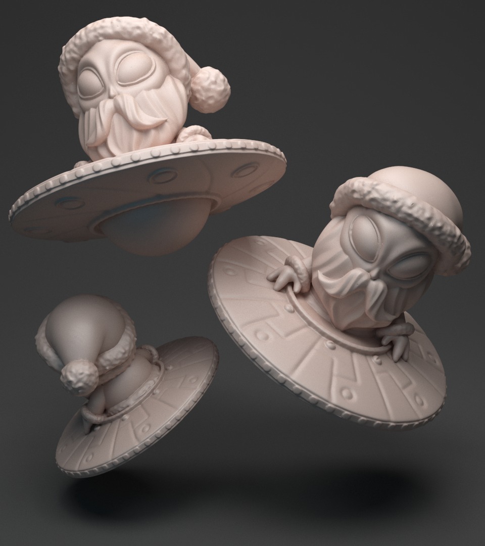 Alien Santa - STL printing Keychain 3D print model_1