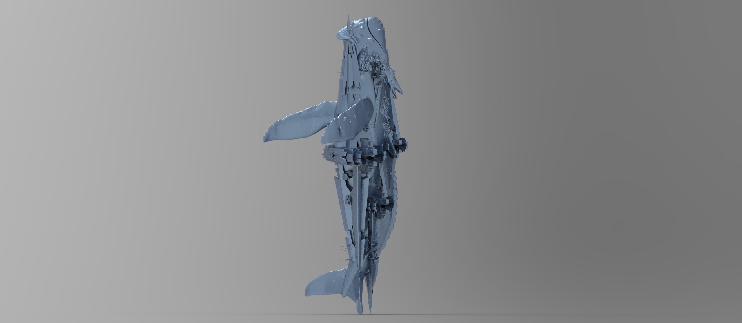 Whale Deep sea Metal structure top 3D model_1