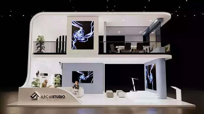 Double decker booth 8m x 10 m 3D Model