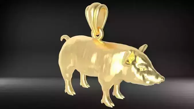 Jewelry Chinese Zodiac pig necklace golden pig pendant charm 3D print model