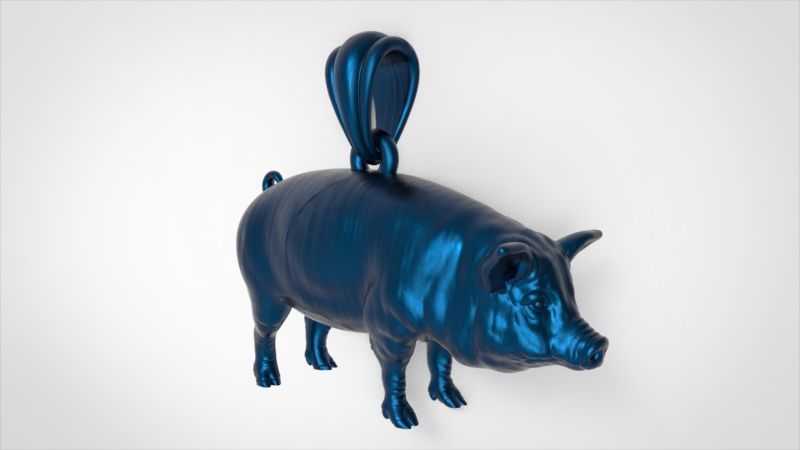 Jewelry Chinese Zodiac pig necklace golden pig pendant charm  3D print model_10