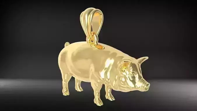 Jewelry Chinese Zodiac pig necklace golden pig pendant charm  3D print model