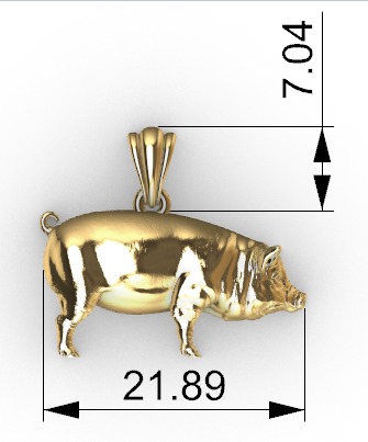 Jewelry Chinese Zodiac pig necklace golden pig pendant charm  3D print model_16