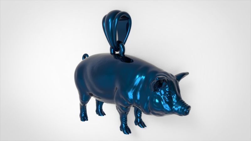 Jewelry Chinese Zodiac pig necklace golden pig pendant charm  3D print model_9