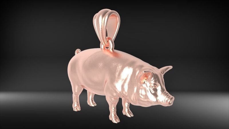 Jewelry Chinese Zodiac pig necklace golden pig pendant charm  3D print model_3