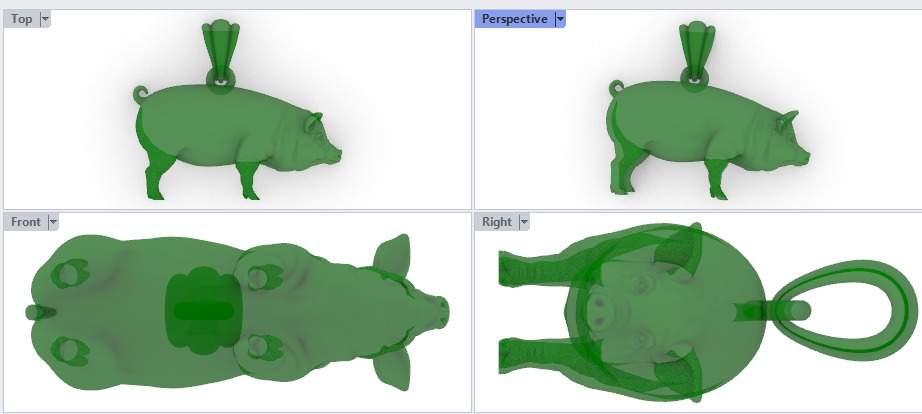 Jewelry Chinese Zodiac pig necklace golden pig pendant charm  3D print model_15