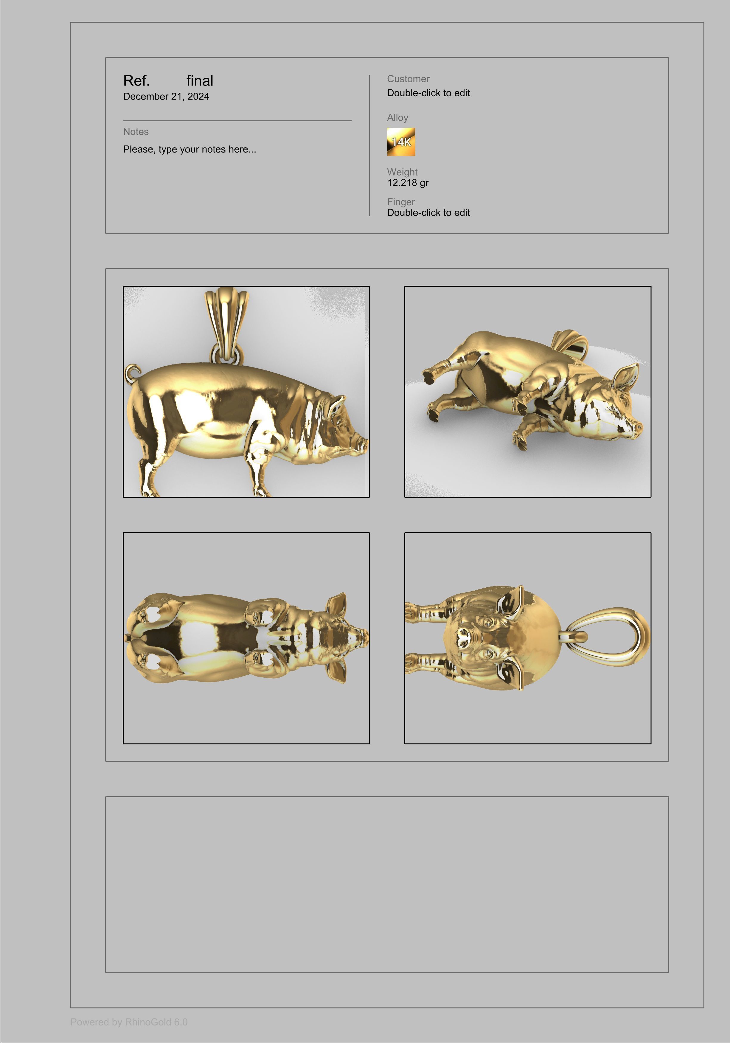 Jewelry Chinese Zodiac pig necklace golden pig pendant charm  3D print model_19