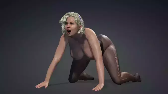 Topless Girl with doggy style pose 3D model