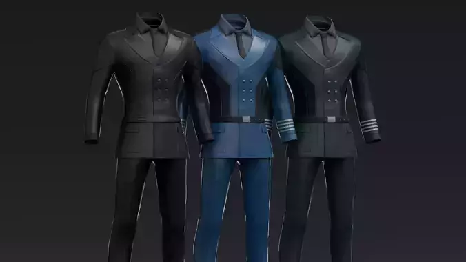 Military character clothes Low-poly 3D model