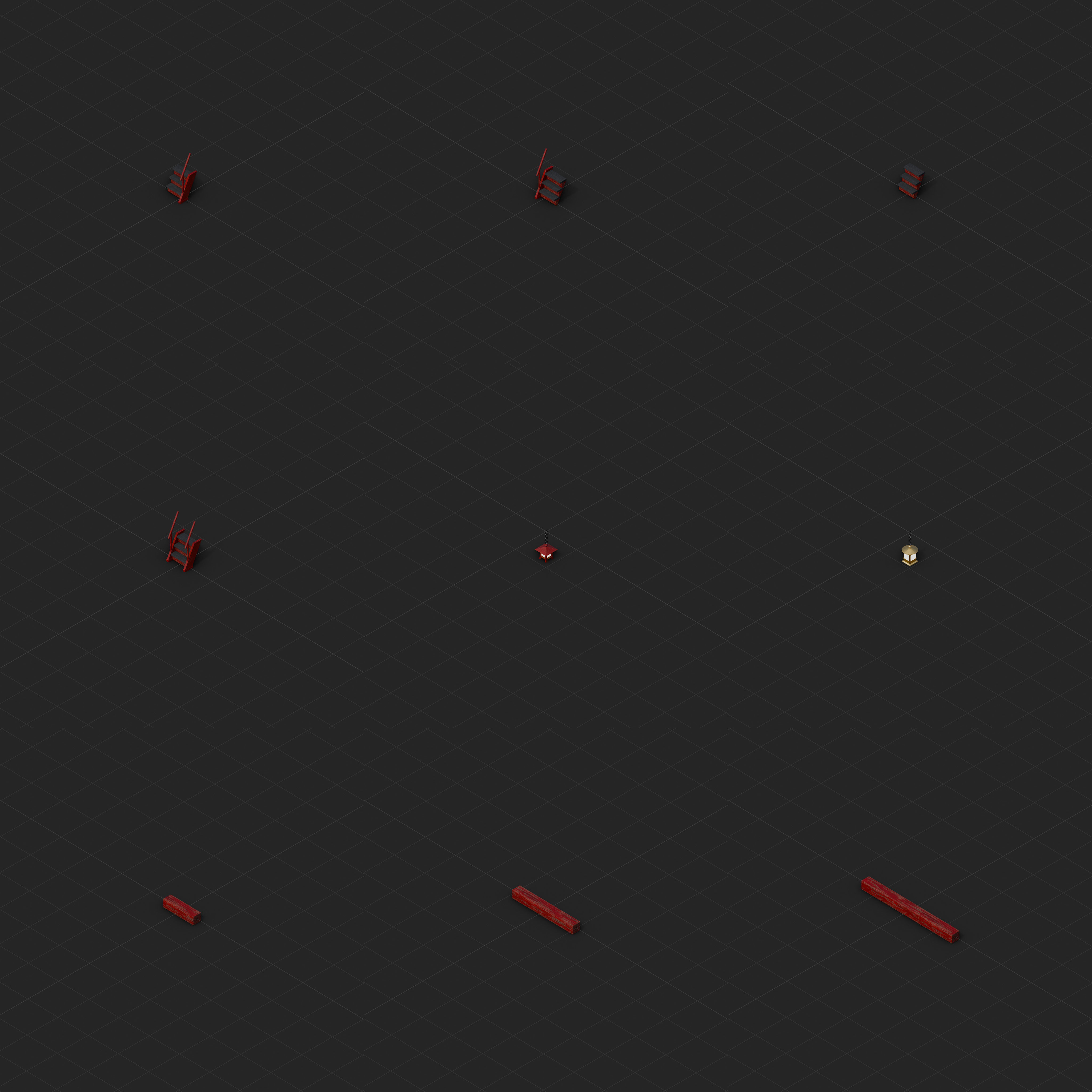 Modular Japanese Temple Kit Low-poly 3D model_28