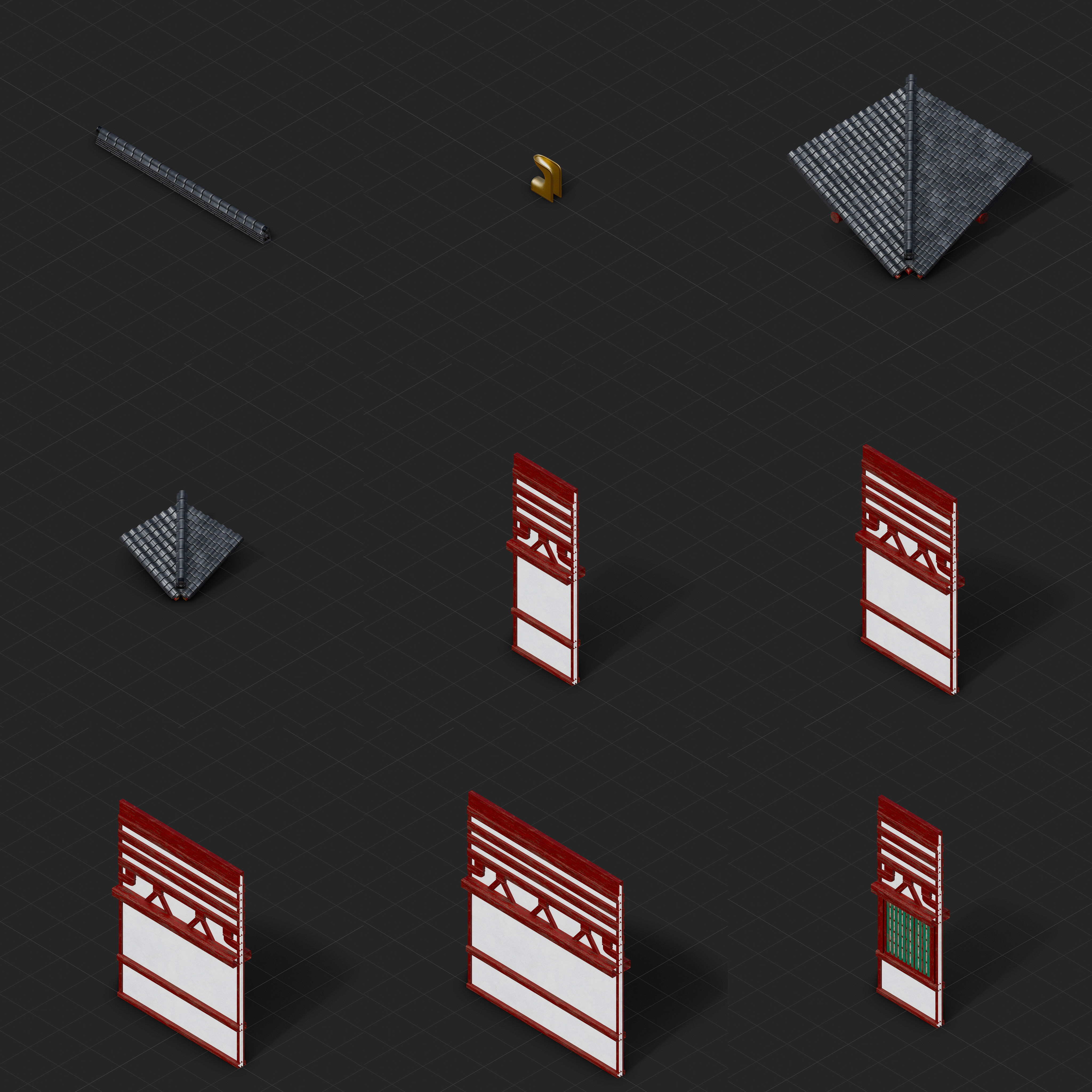 Modular Japanese Temple Kit Low-poly 3D model_24