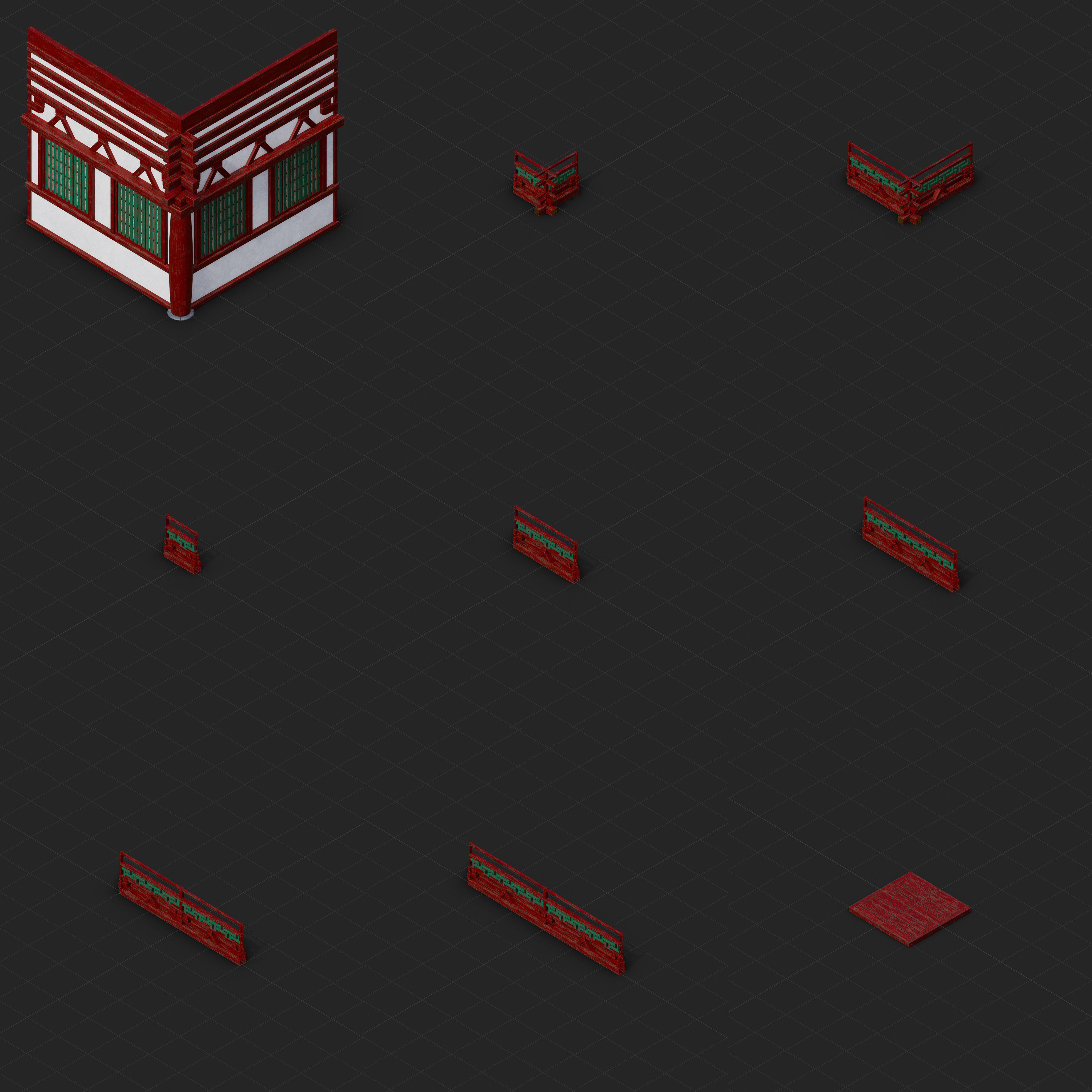 Modular Japanese Temple Kit Low-poly 3D model_34