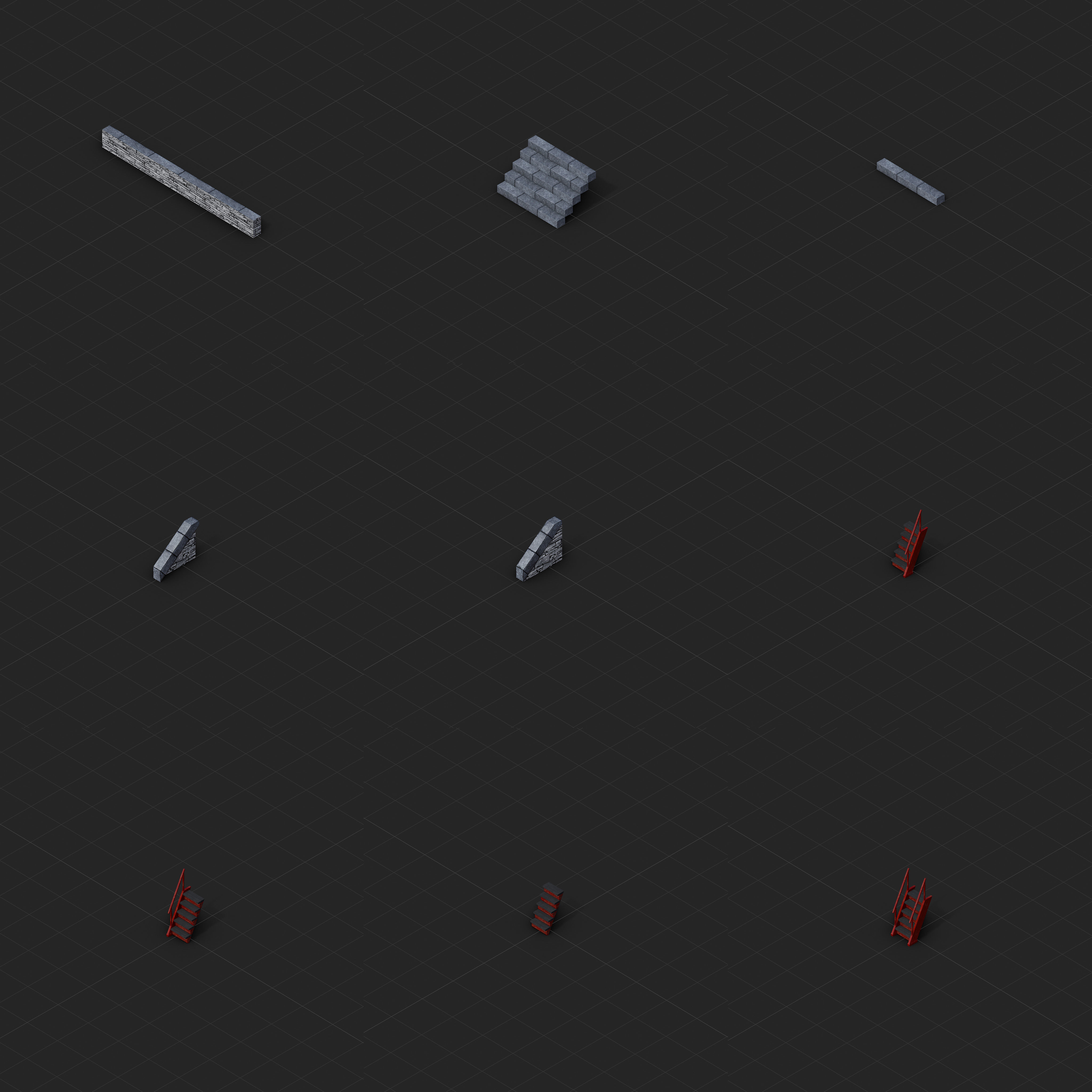 Modular Japanese Temple Kit Low-poly 3D model_29