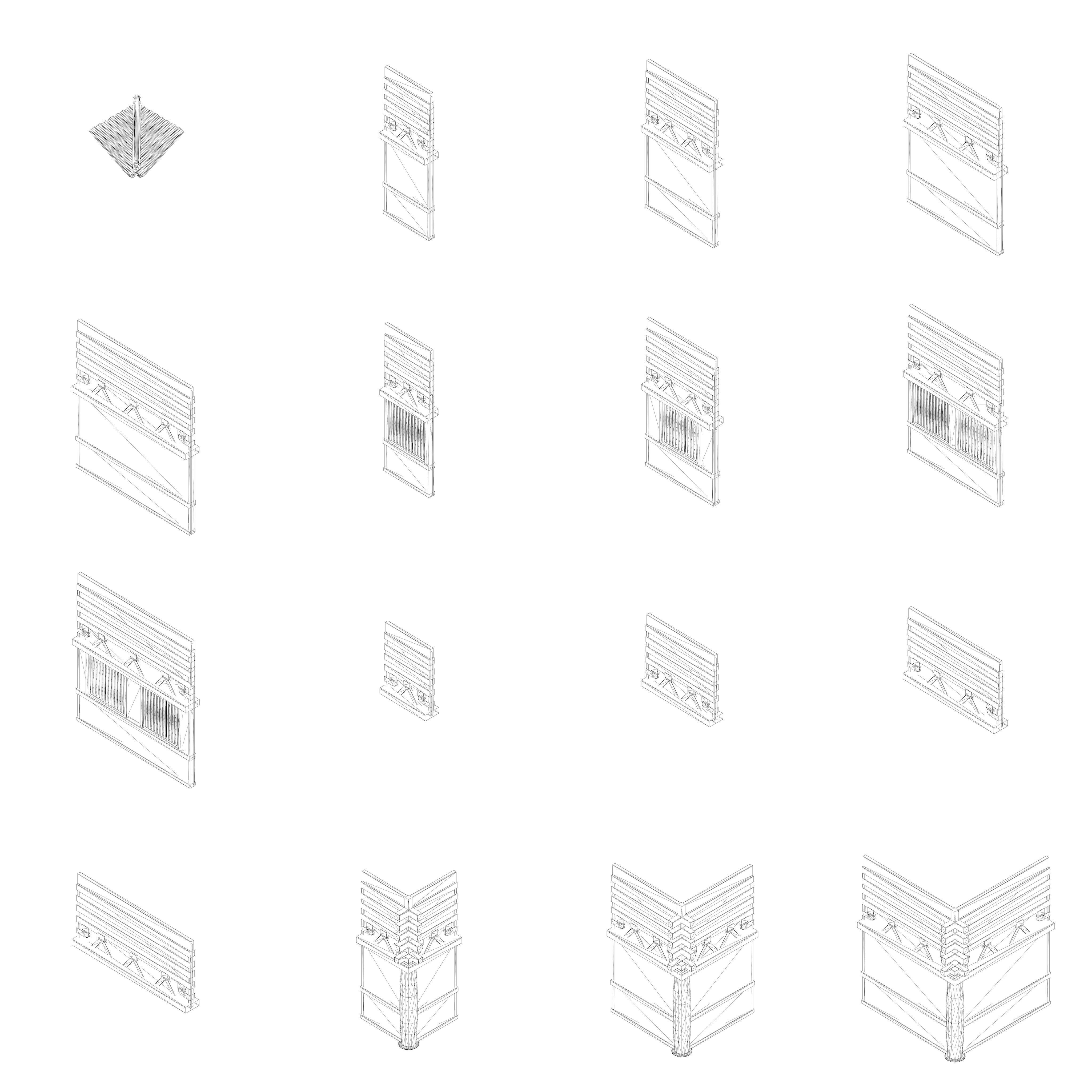 Modular Japanese Temple Kit Low-poly 3D model_41