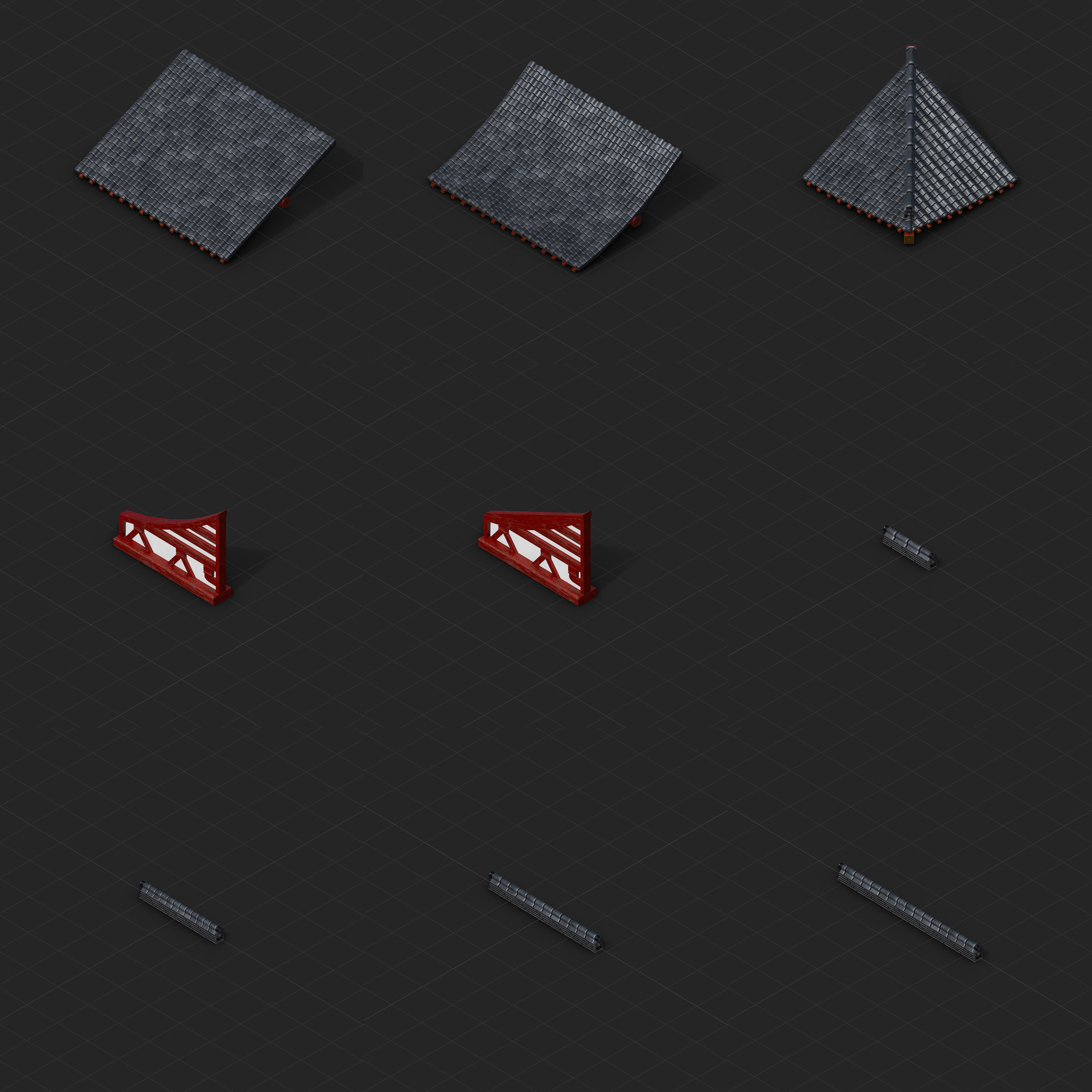 Modular Japanese Temple Kit Low-poly 3D model_35