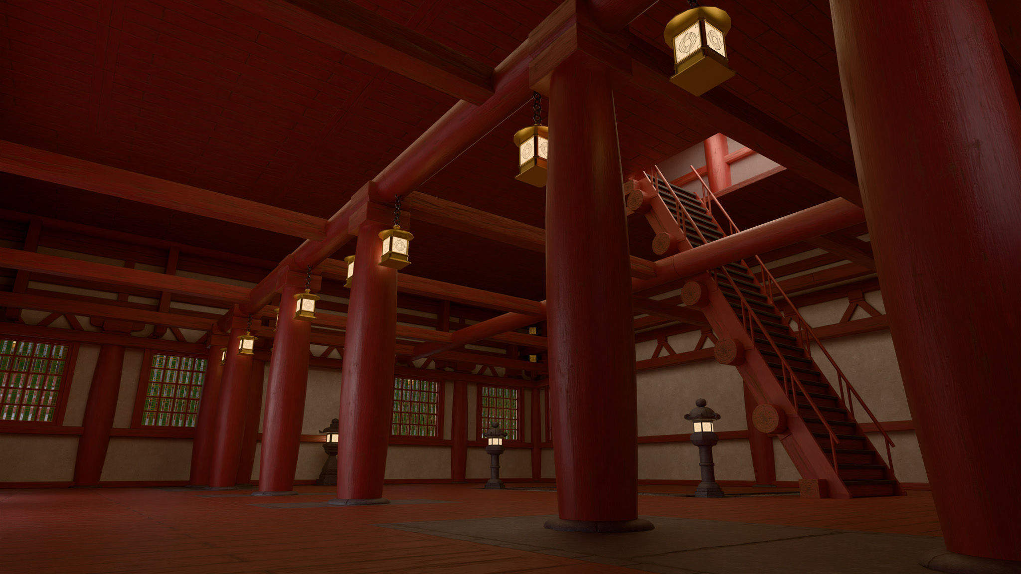 Modular Japanese Temple Kit Low-poly 3D model_15