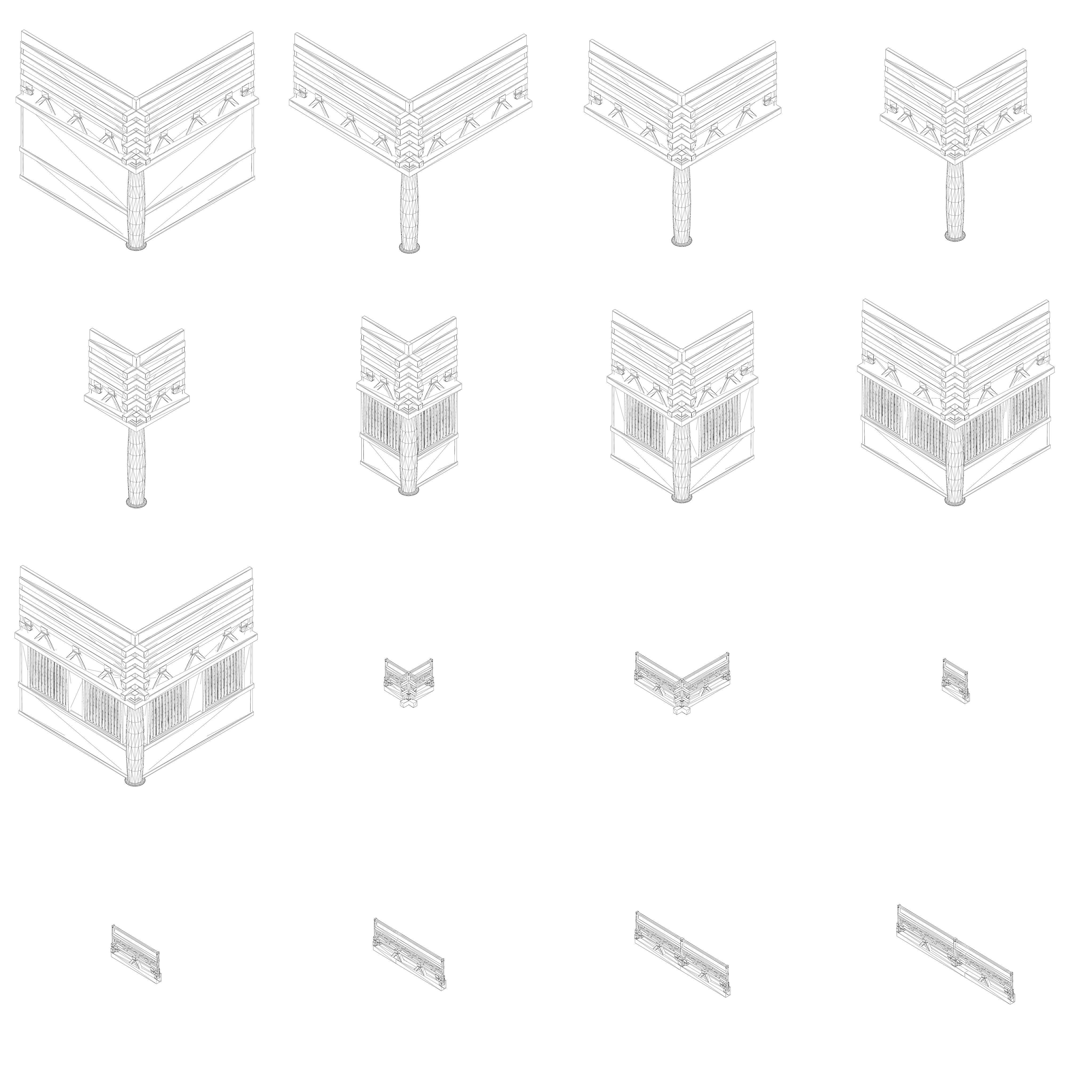 Modular Japanese Temple Kit Low-poly 3D model_37