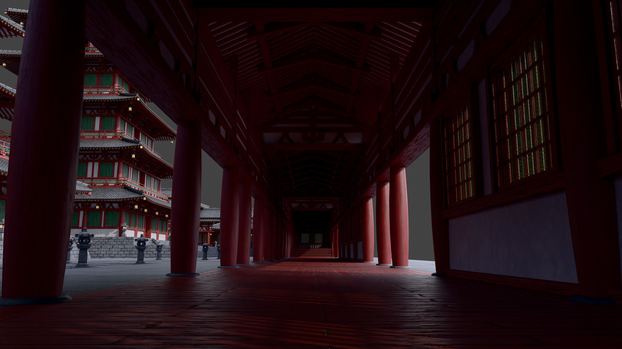 Modular Japanese Temple Kit Low-poly 3D model_14