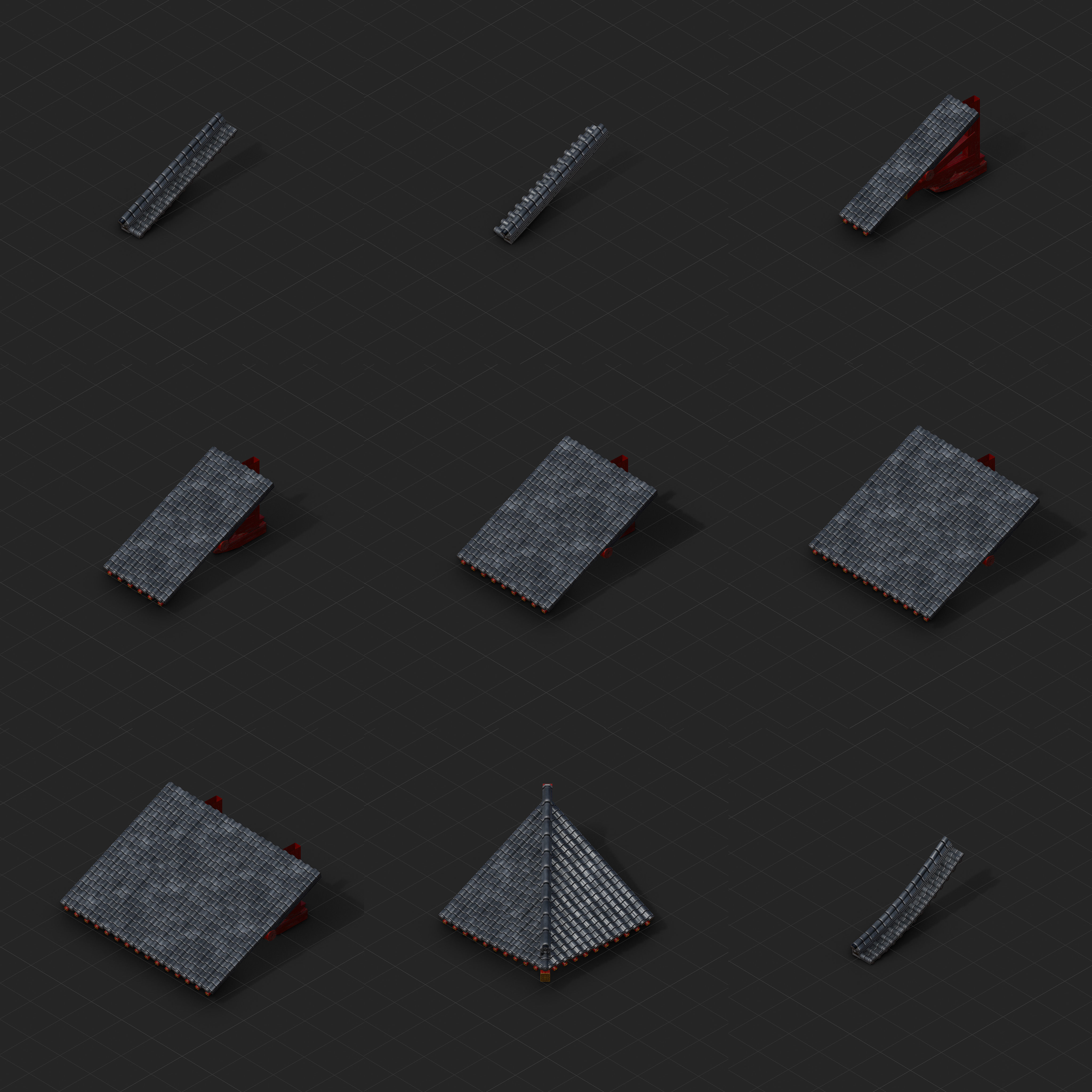 Modular Japanese Temple Kit Low-poly 3D model_27