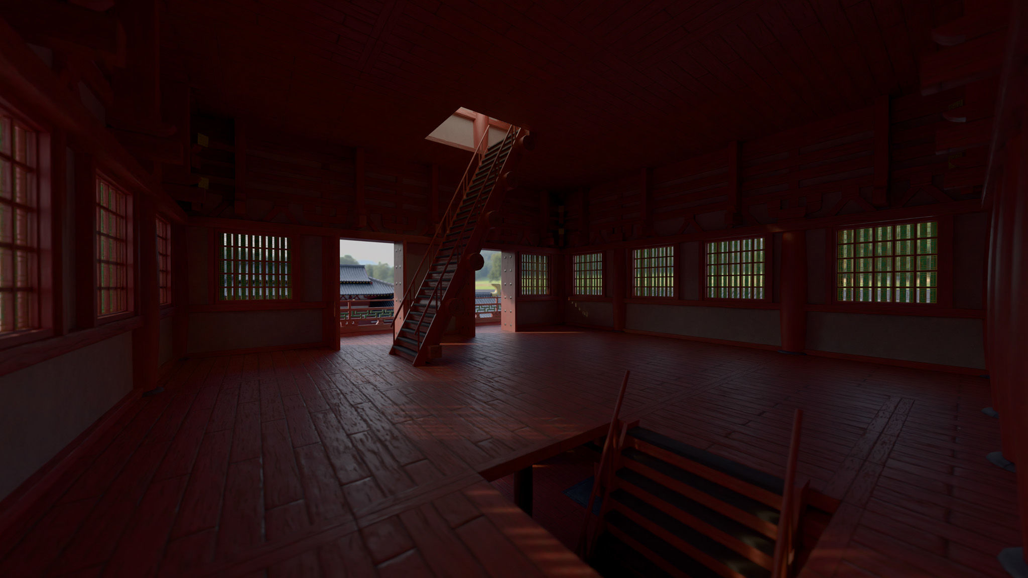 Modular Japanese Temple Kit Low-poly 3D model_18