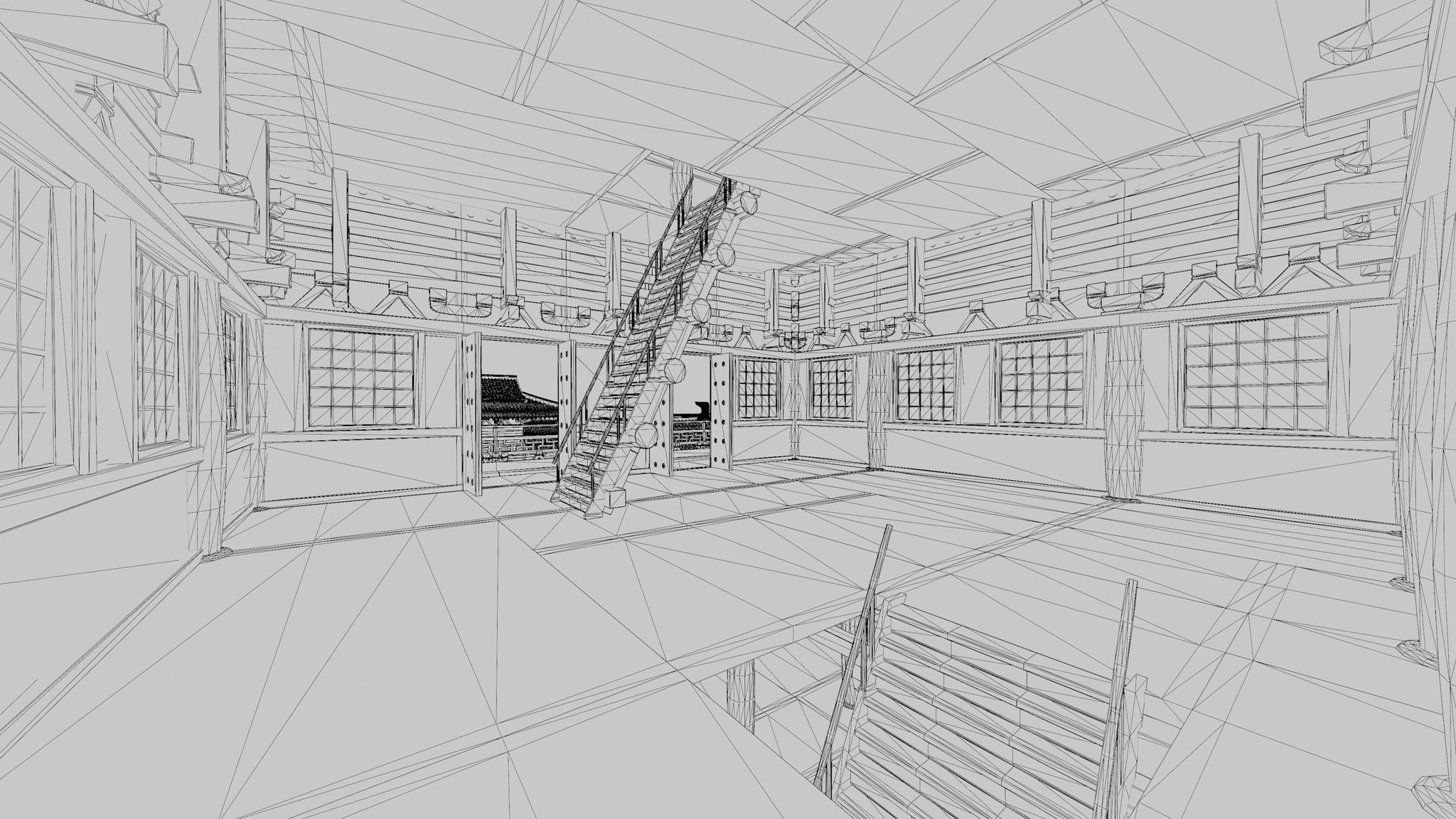 Modular Japanese Temple Kit Low-poly 3D model_19