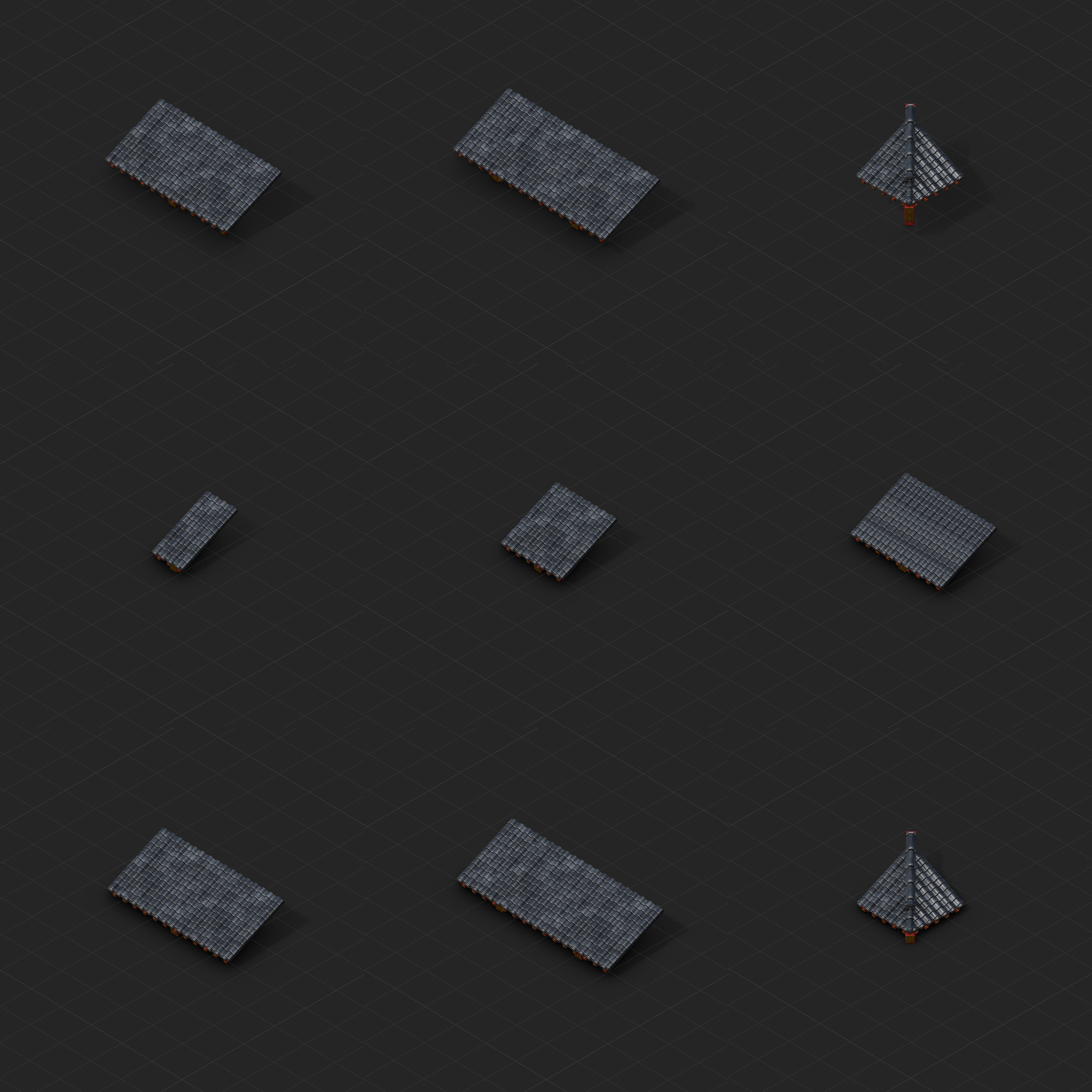 Modular Japanese Temple Kit Low-poly 3D model_23