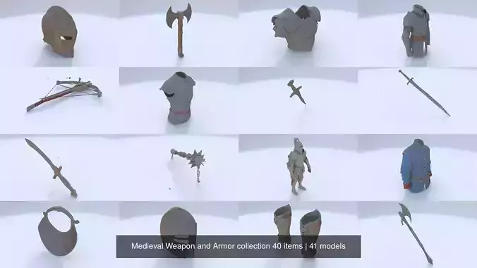 Medieval Weapon and Armor collection 40 items 