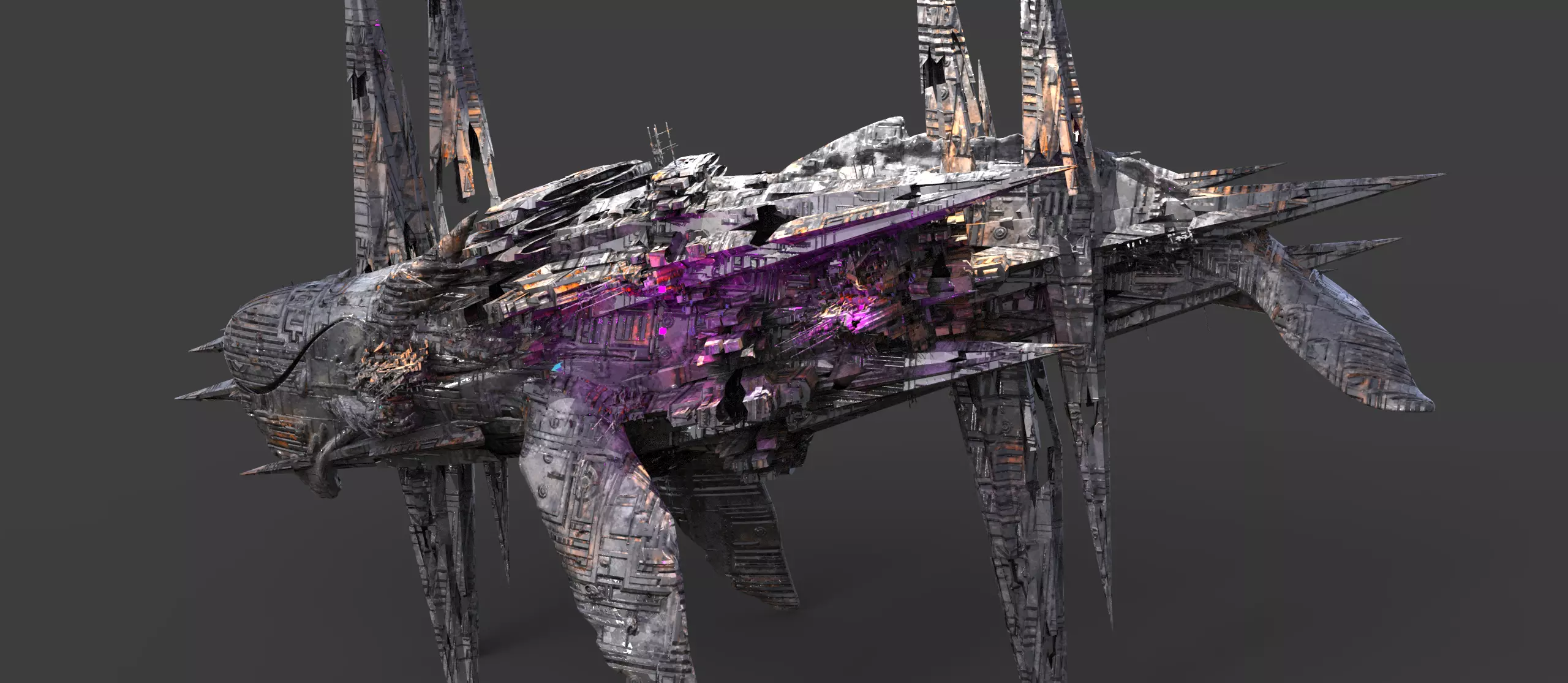 Dark Cyberpunk Ocean rig 4 3D model_0