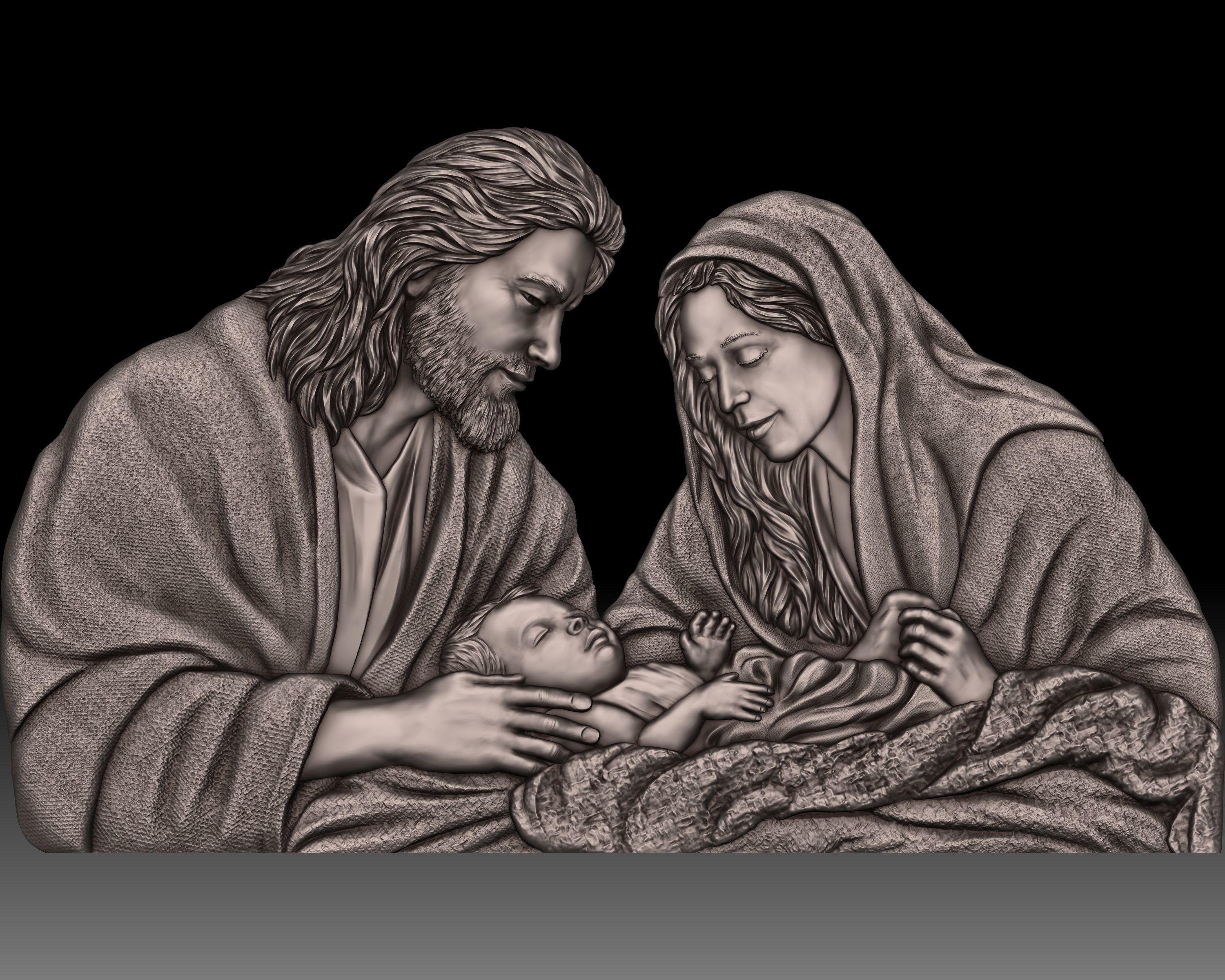 Holy family Jesus Joseph Mary  3D print model_4