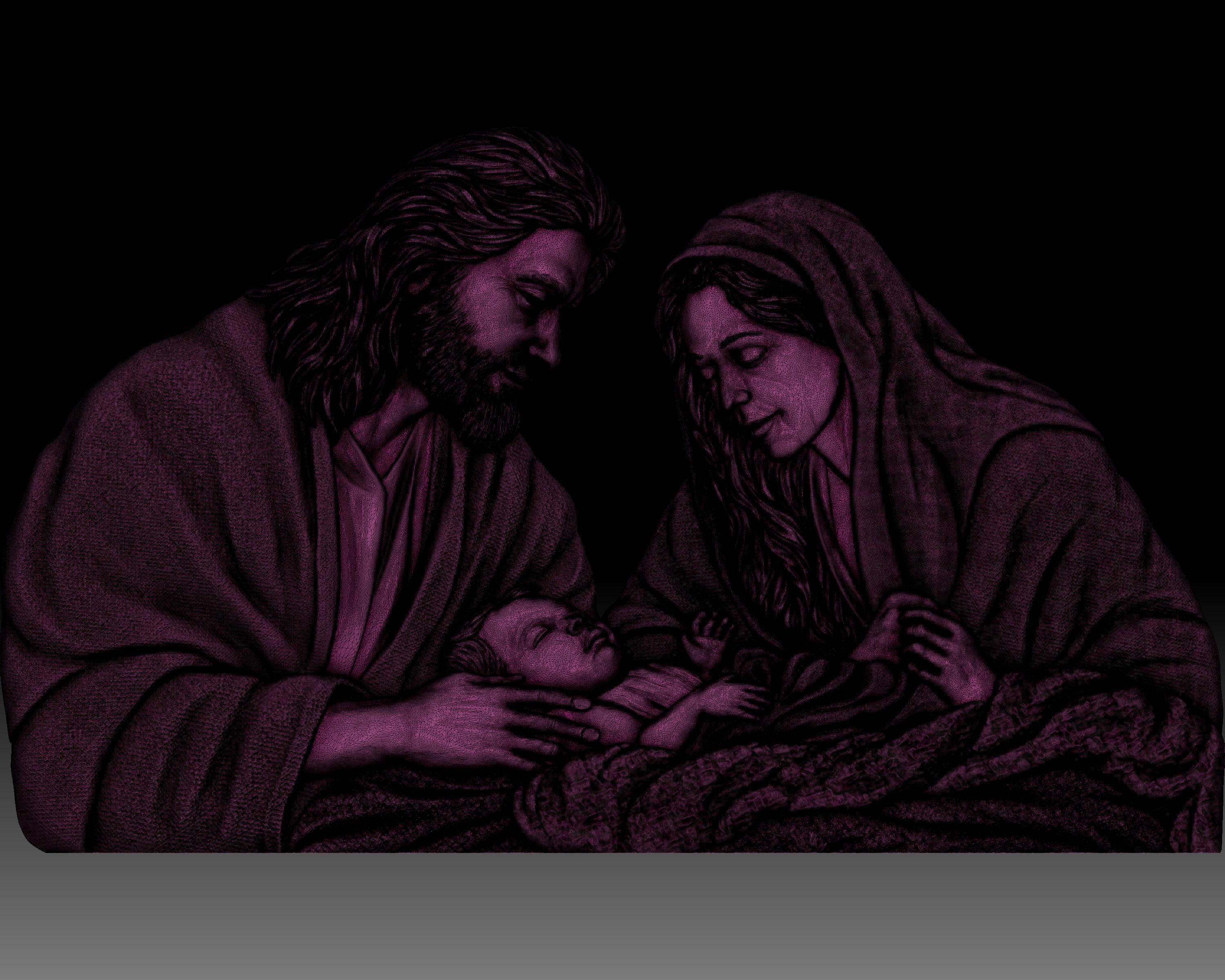 Holy family Jesus Joseph Mary  3D print model_7
