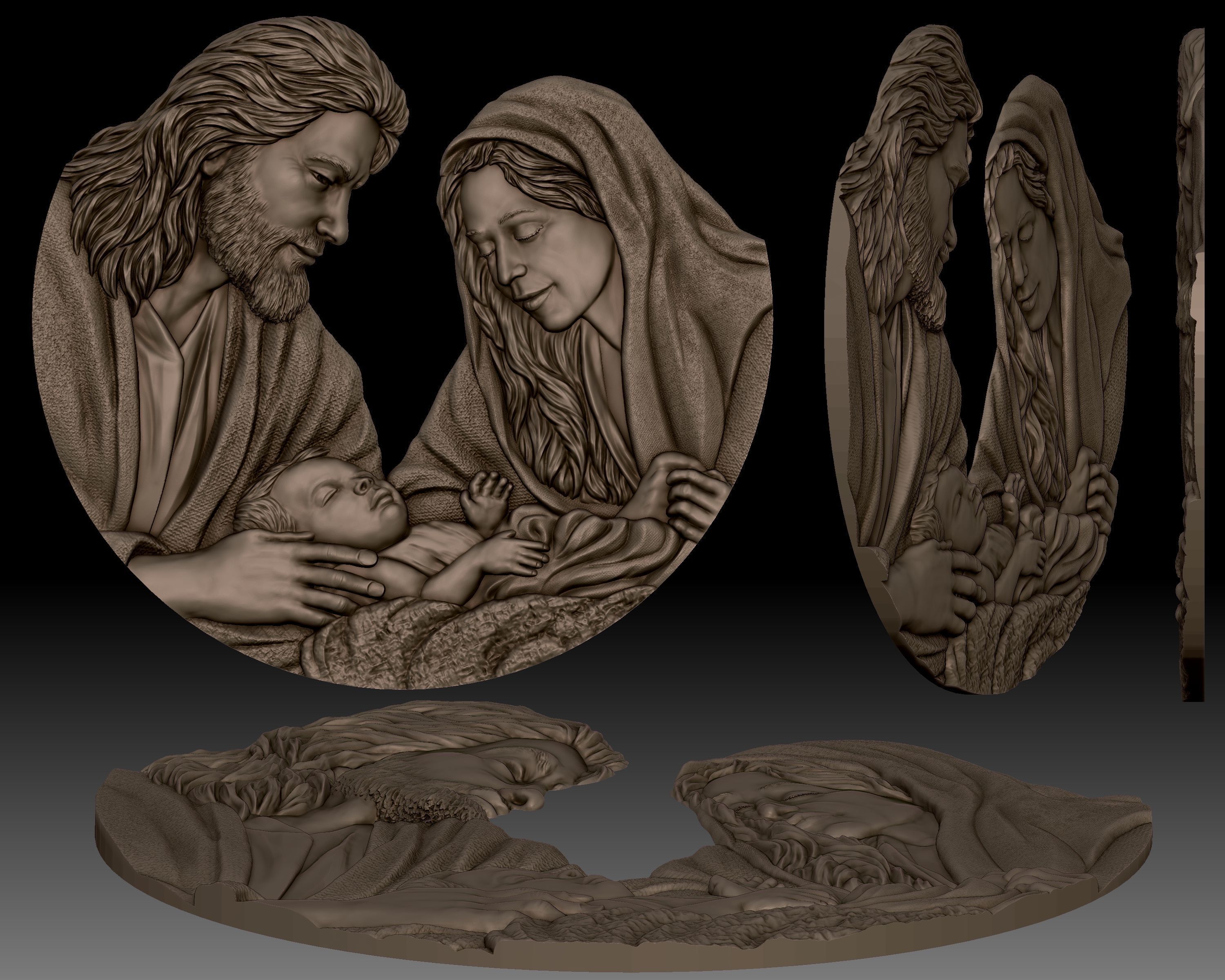 Holy family Jesus Joseph Mary  3D print model_2