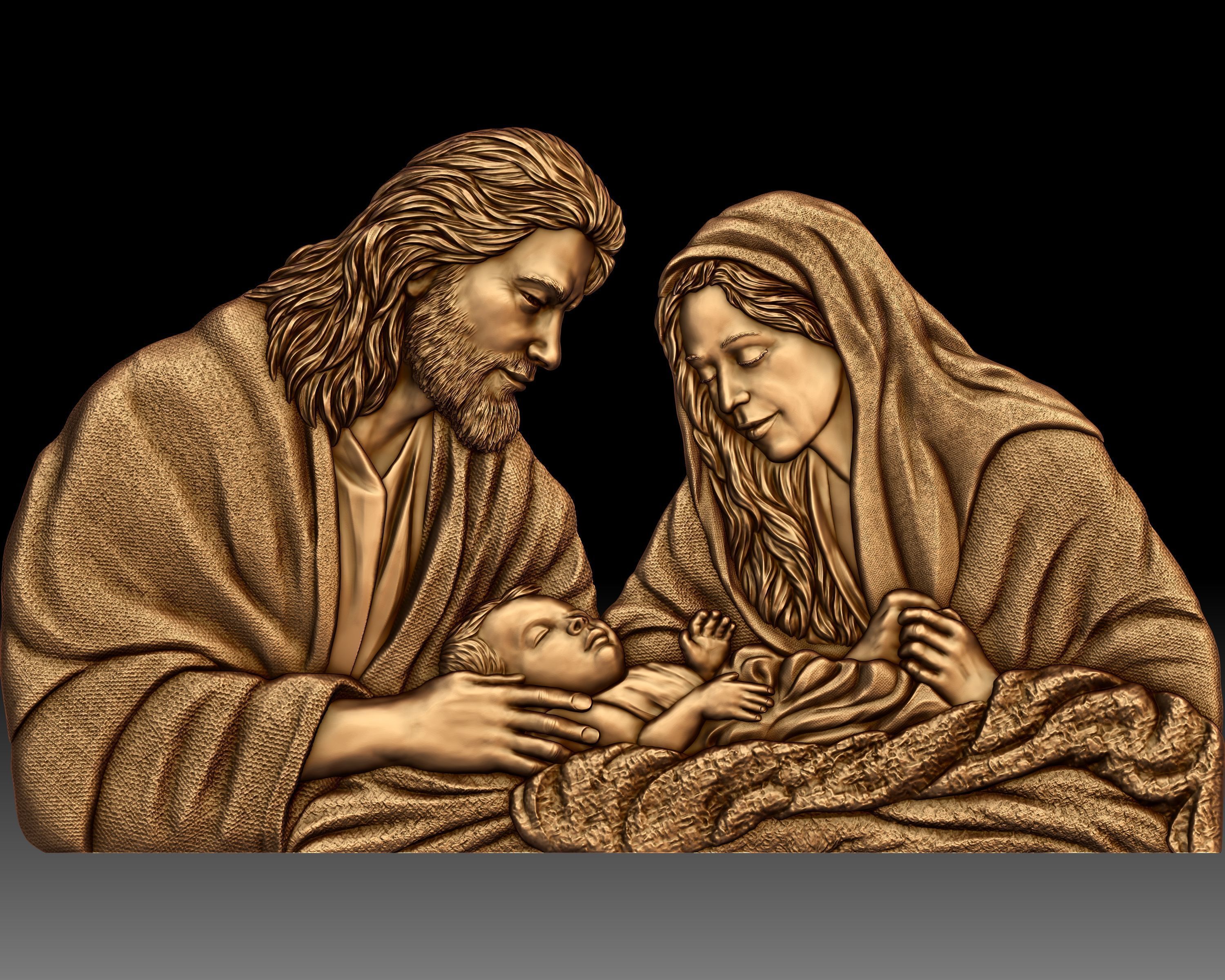 Holy family Jesus Joseph Mary  3D print model_5