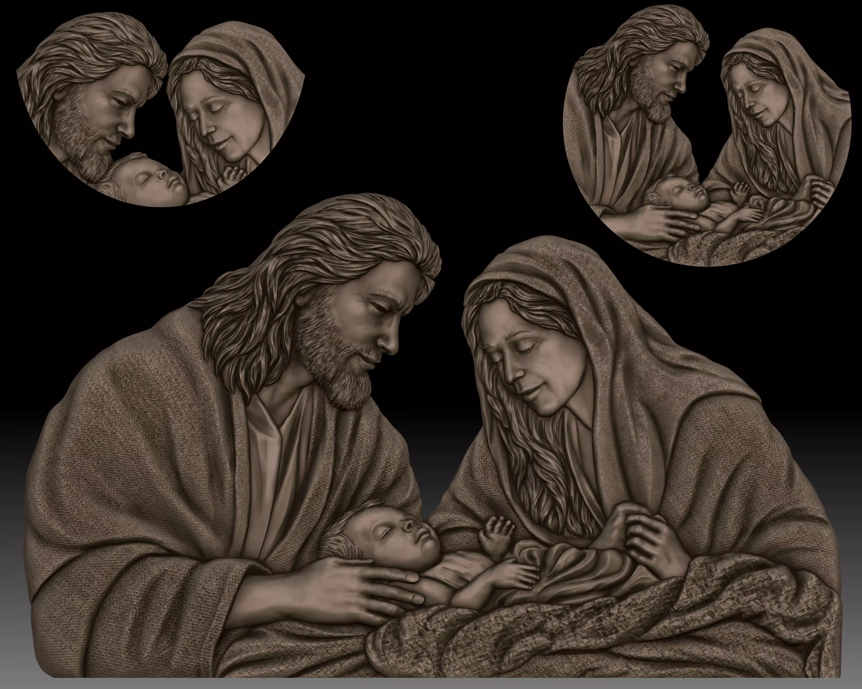 Holy family Jesus Joseph Mary  3D print model_0