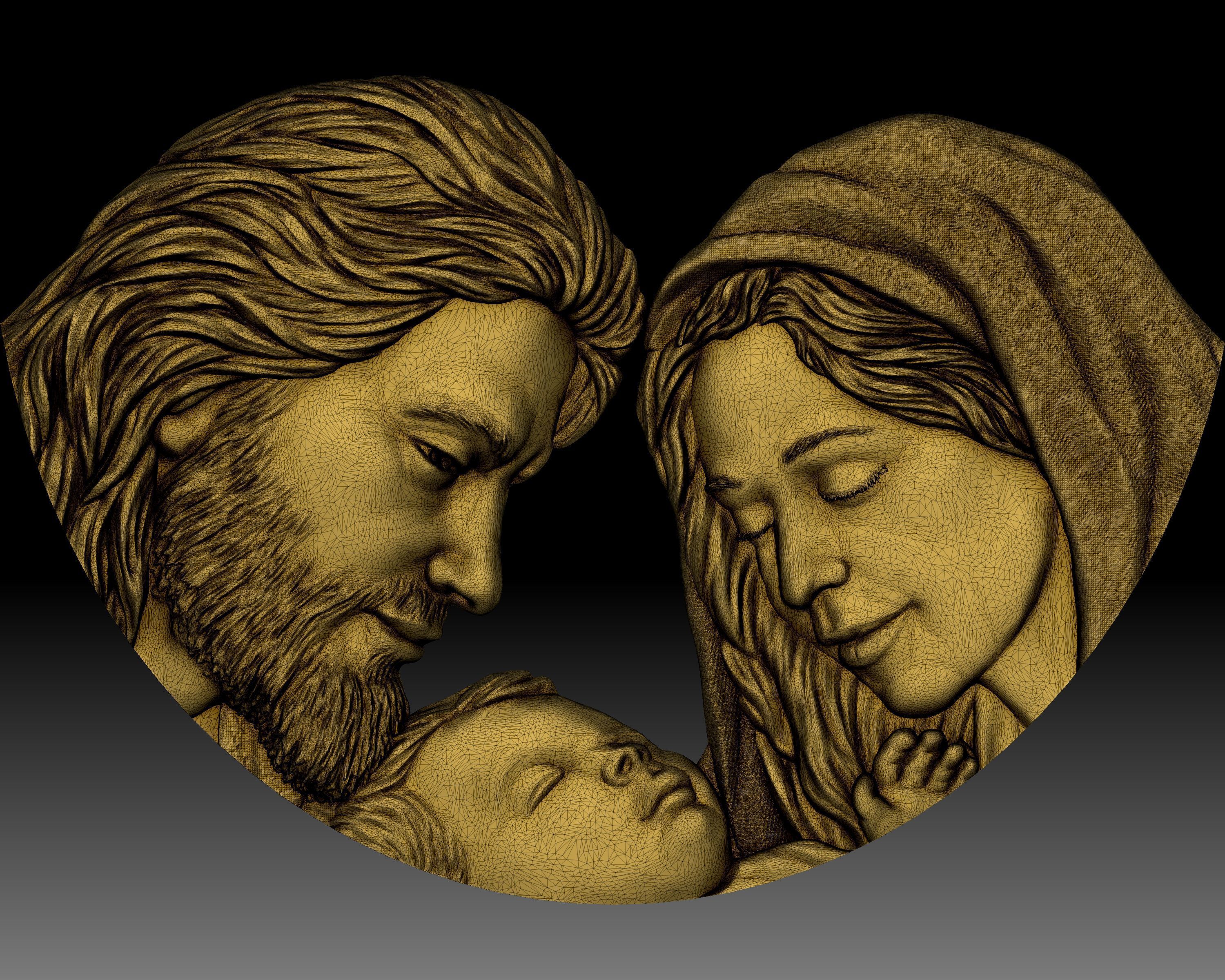 Holy family Jesus Joseph Mary  3D print model_8