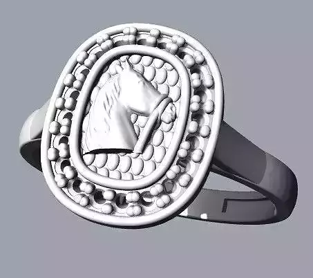 Anel Cavalo Cravejado 3D print model