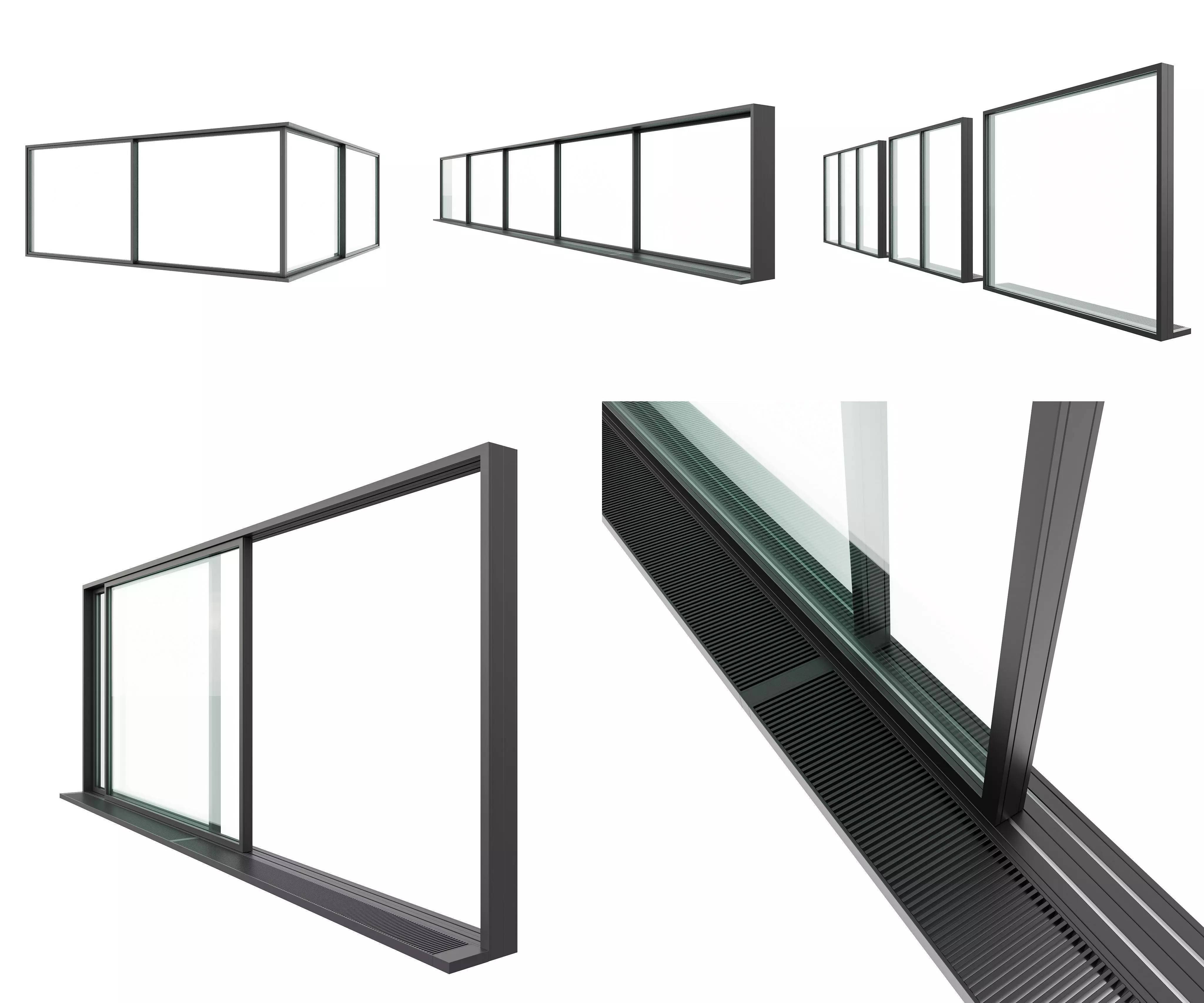 Glazing set with doors and windows 3D model