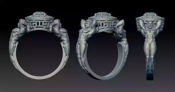 Atlant Ring 3DM STL OBJ model for 3D printing and CNC 3D print model