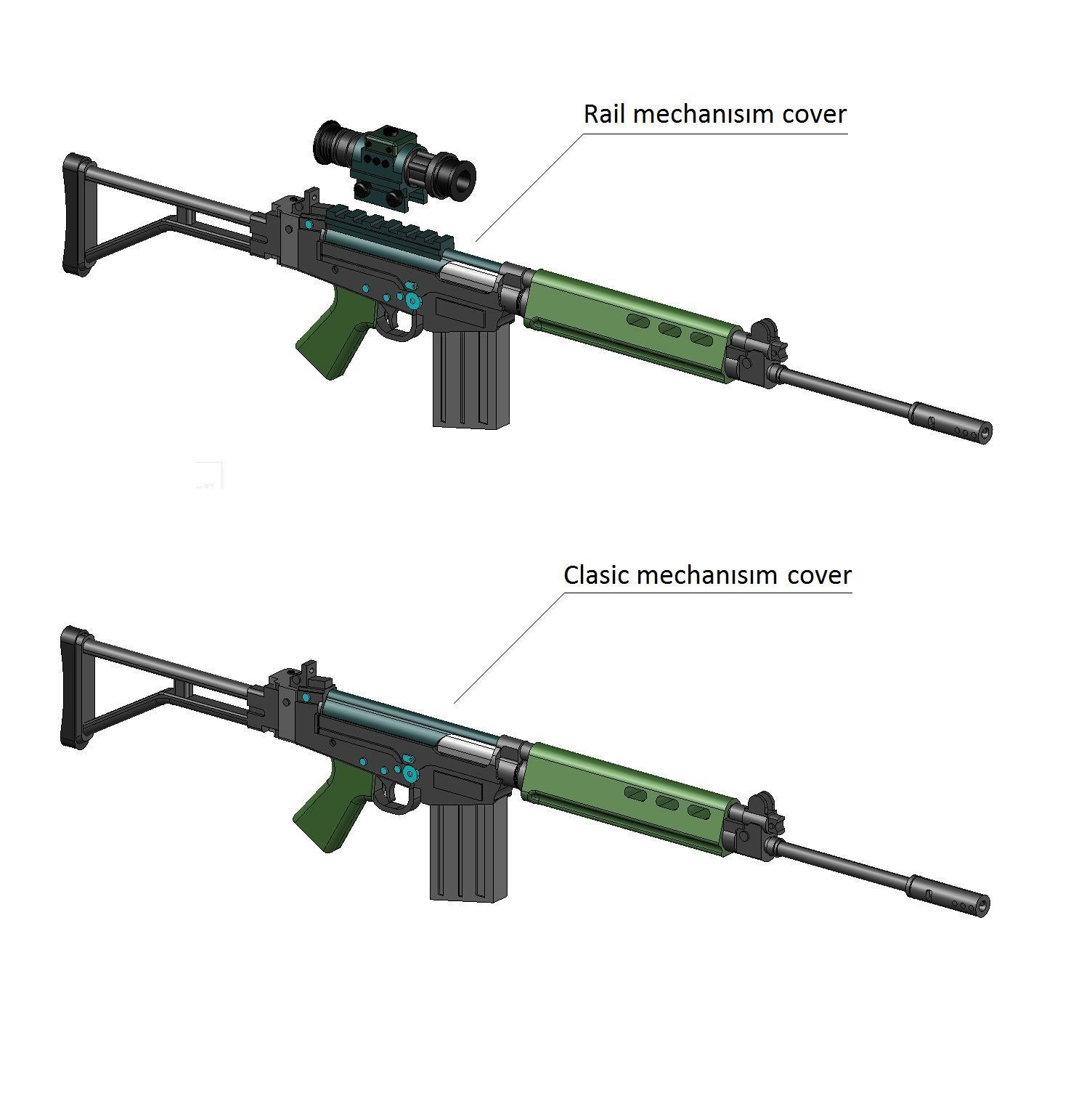 FN FAL PARA MINIATURE AND TABLETOP 3D print model_3