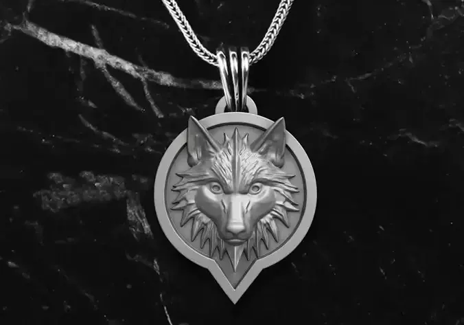 WOLF HEAD PENDANT M03 3D print model