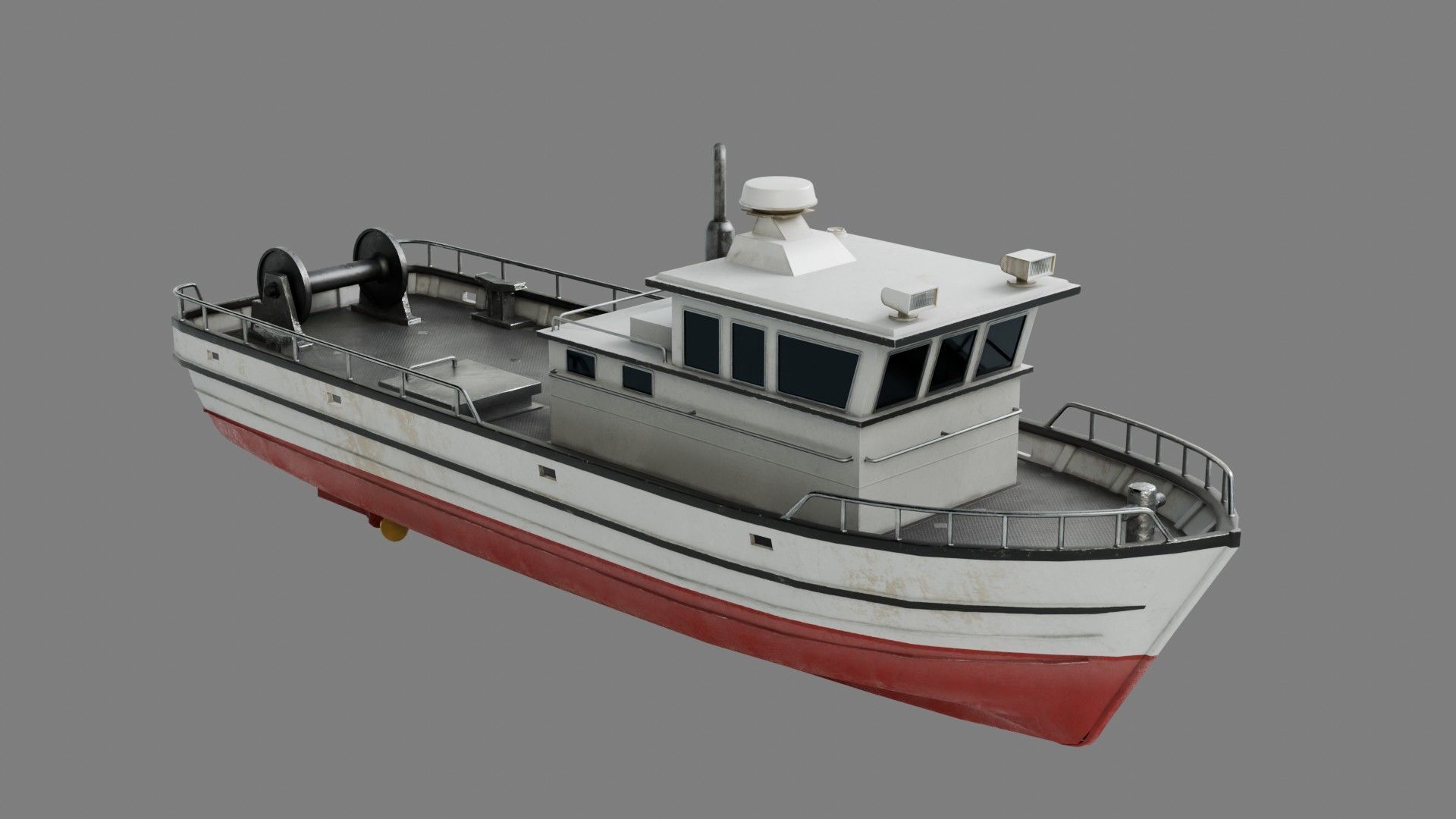 Lowpoly Fishing Boat Low-poly 3D model_3