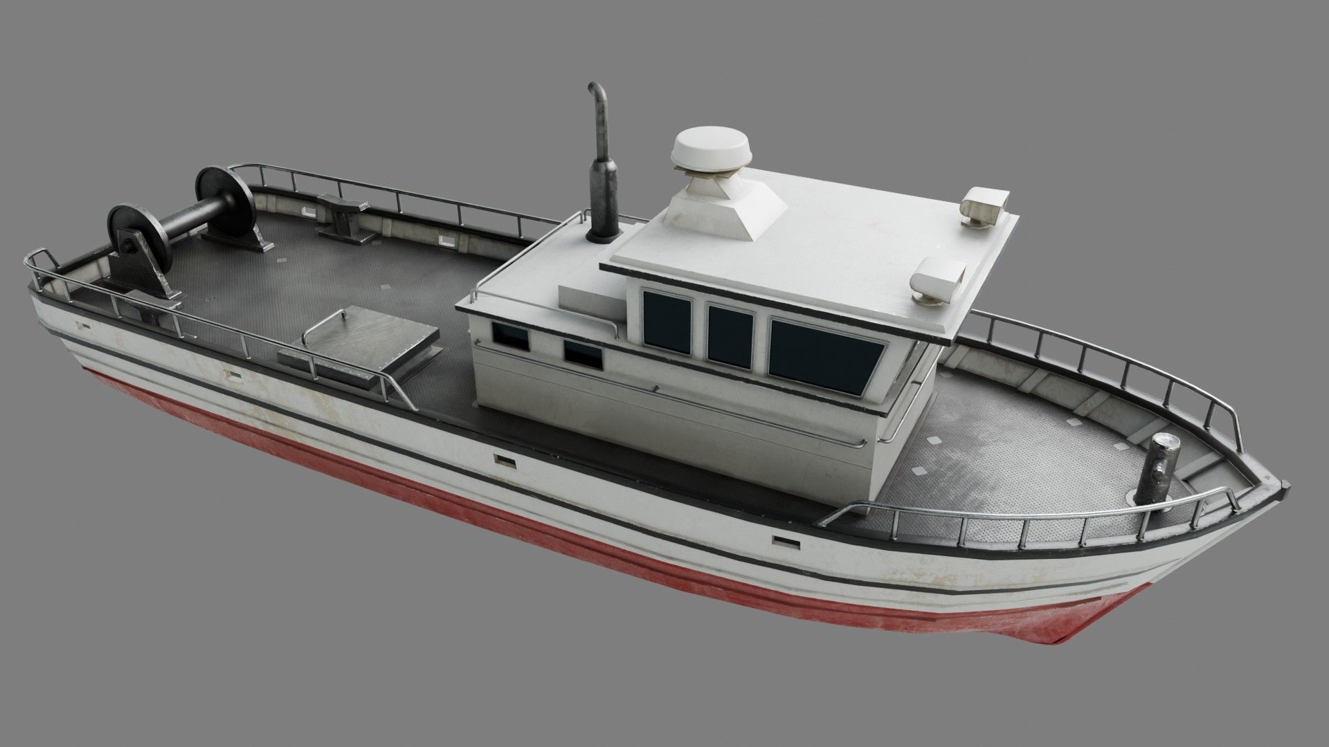 Lowpoly Fishing Boat Low-poly 3D model_7
