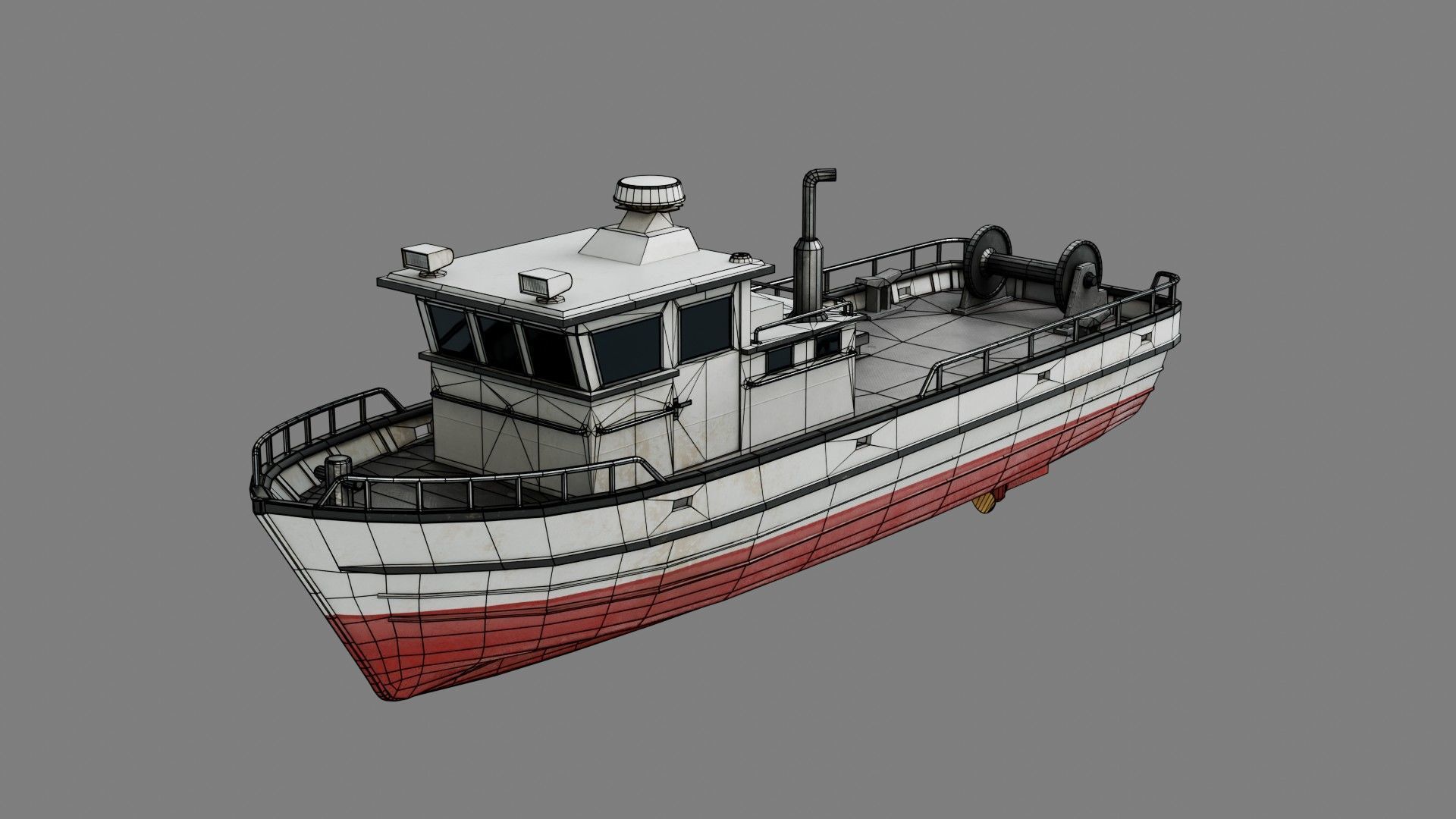 Lowpoly Fishing Boat Low-poly 3D model_2