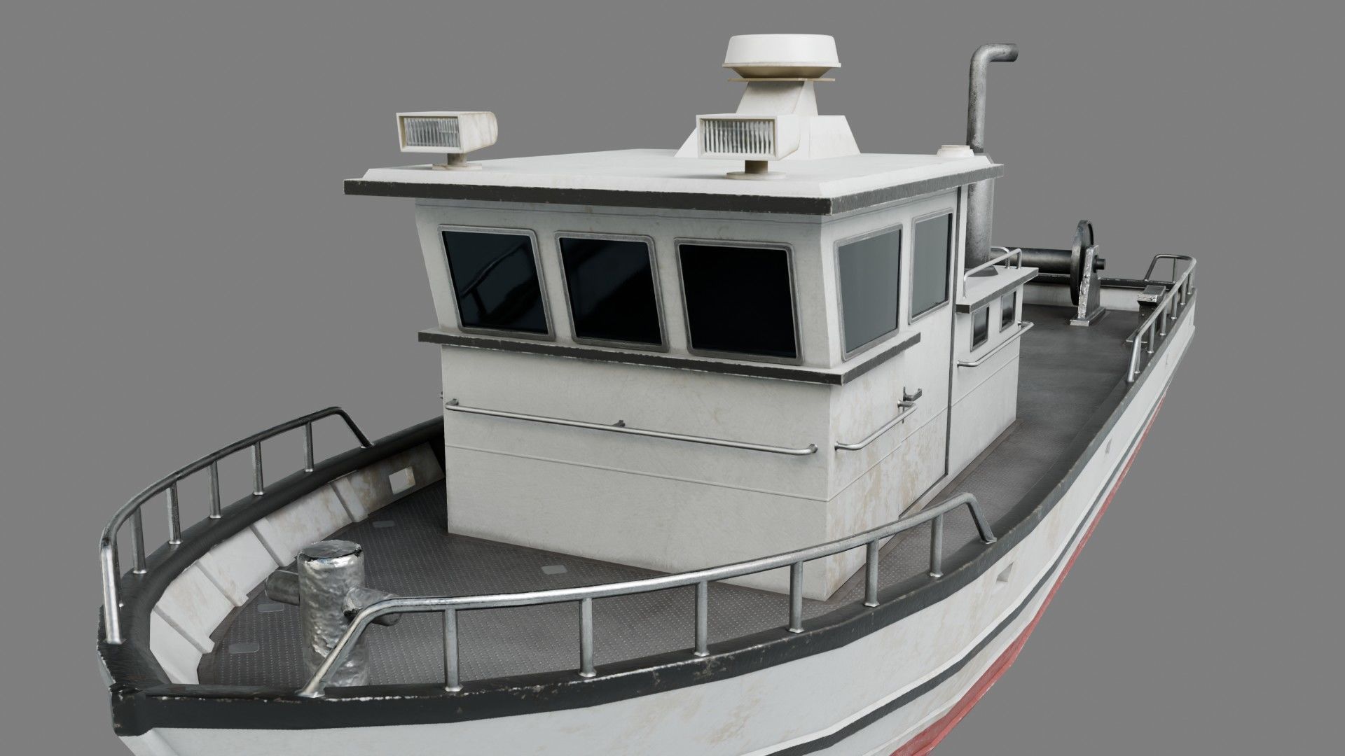 Lowpoly Fishing Boat Low-poly 3D model_8