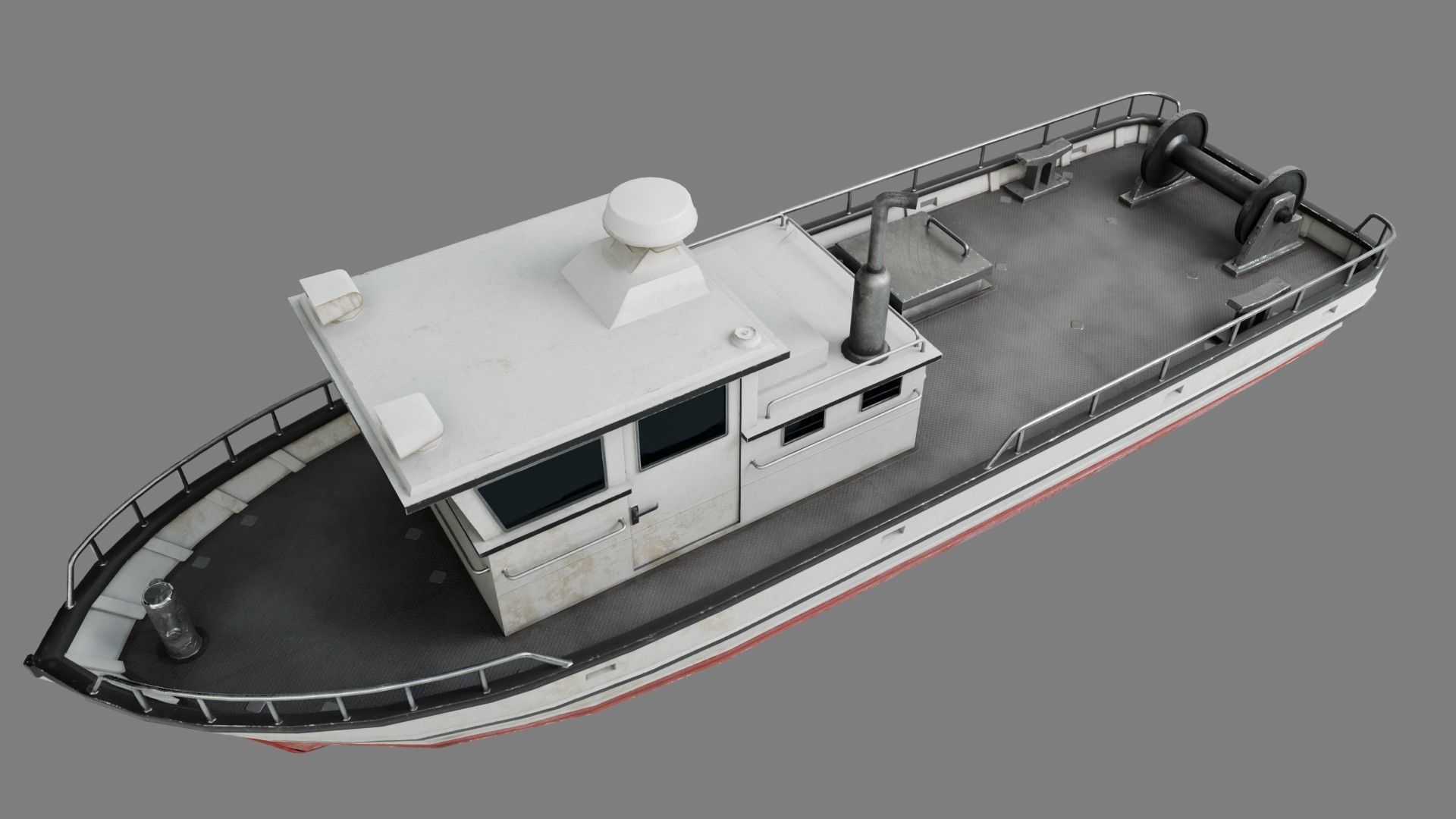 Lowpoly Fishing Boat Low-poly 3D model_6