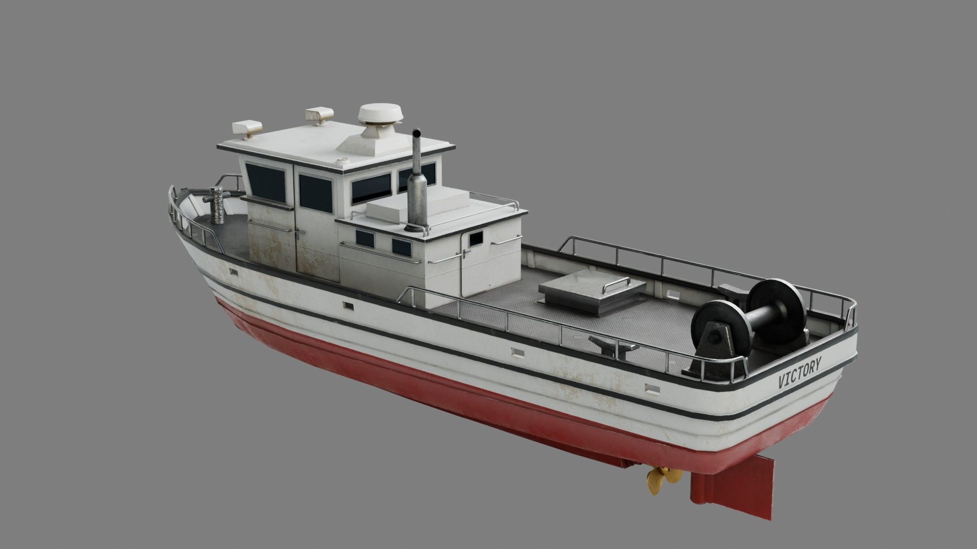 Lowpoly Fishing Boat Low-poly 3D model_5