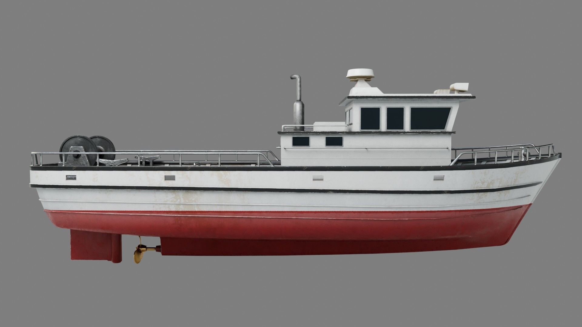 Lowpoly Fishing Boat Low-poly 3D model_9