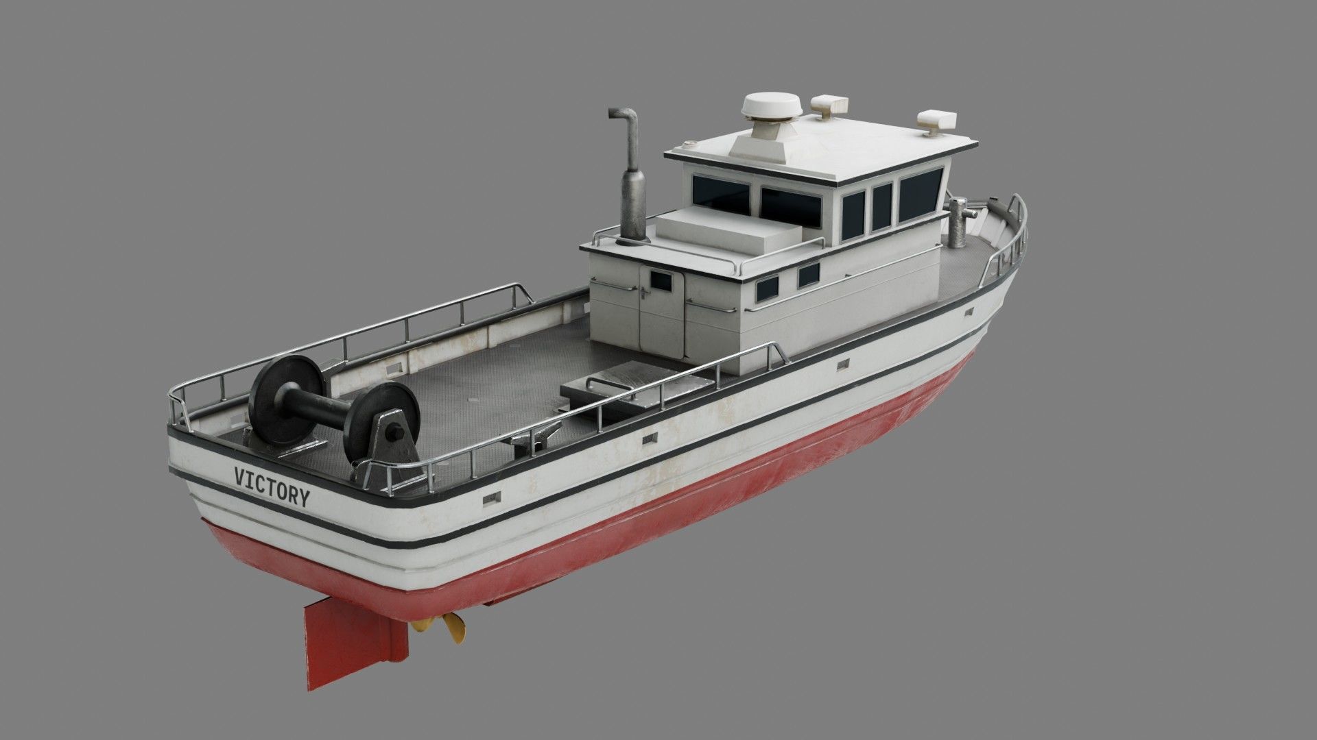 Lowpoly Fishing Boat Low-poly 3D model_4