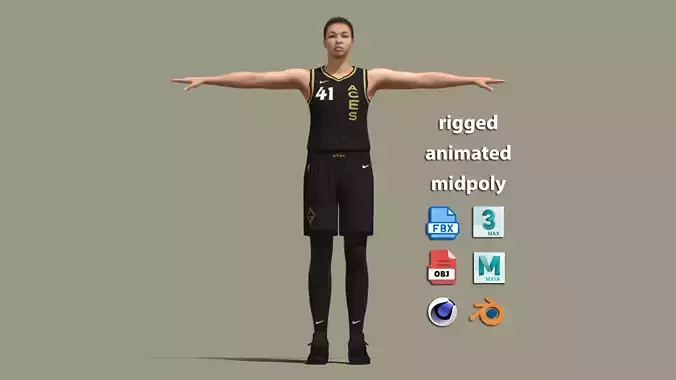 T-P Rigged Kiah Stokes Las Vegas Aces 3D model