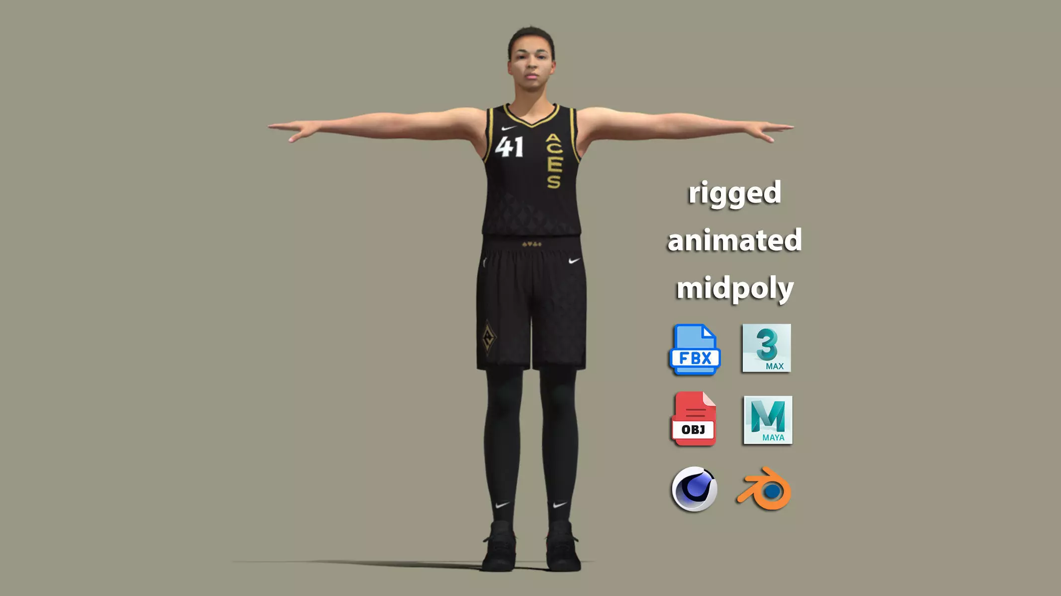 T-P Rigged Kiah Stokes Las Vegas Aces 3D model_0